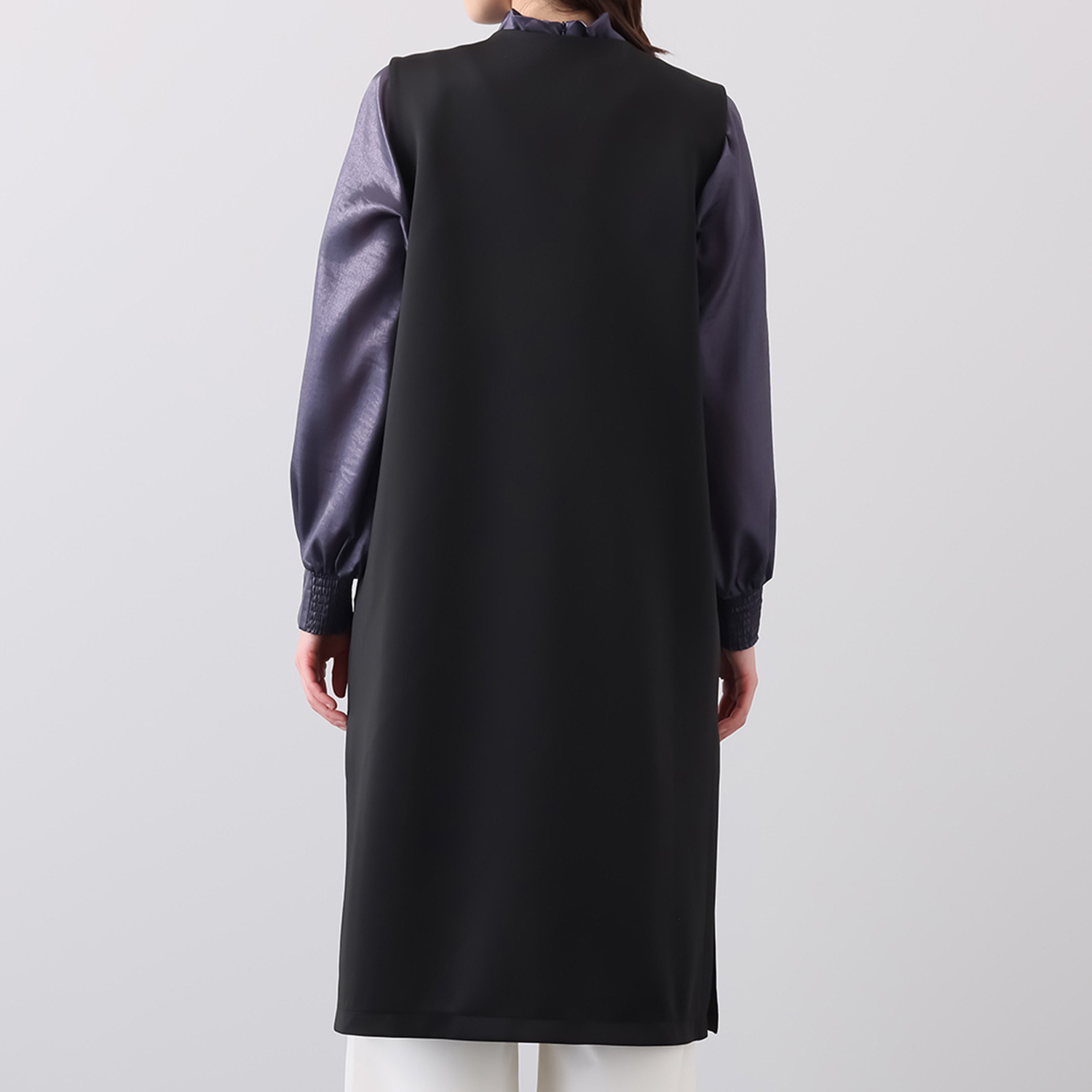 マダムヒロコ ポケットパール調 アクセント付きジレ