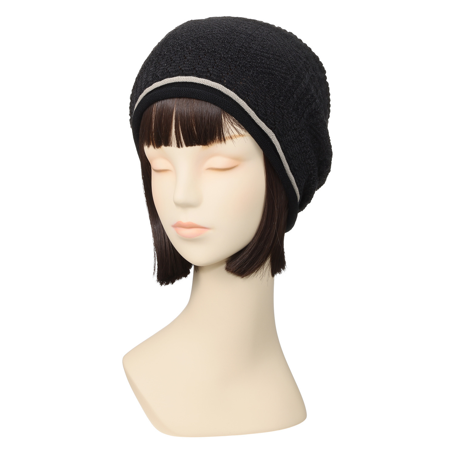 タイムクロス 日本製　超軽量 洗えるシルク混の ホールガーメント（Ｒ） おうちニット帽