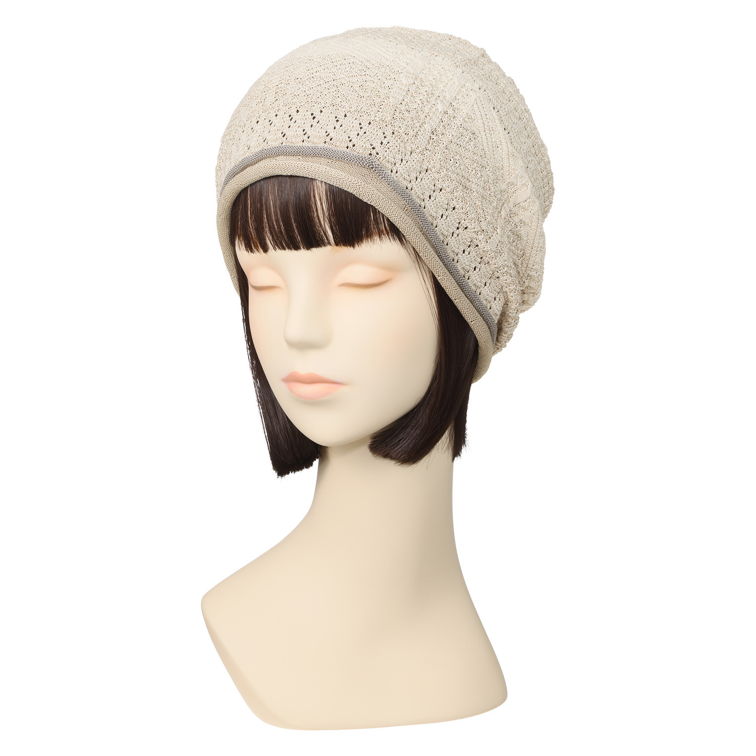 タイムクロス 日本製　超軽量 洗えるシルク混の ホールガーメント（Ｒ） おうちニット帽