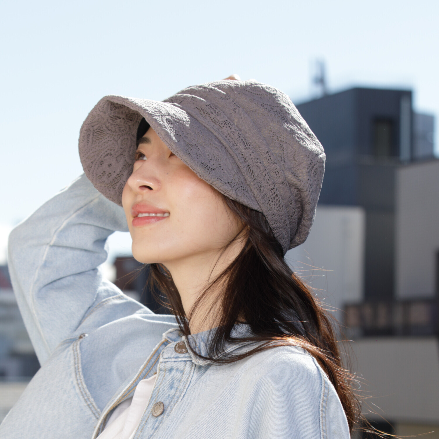 タイムクロス 日本製 日差しをガードしてくれる 華やかレースの 洗えるキャスケット