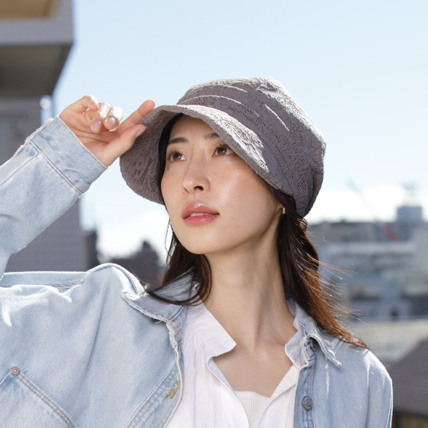 タイムクロス 日本製 日差しをガードしてくれる 華やかレースの 洗えるキャスケット