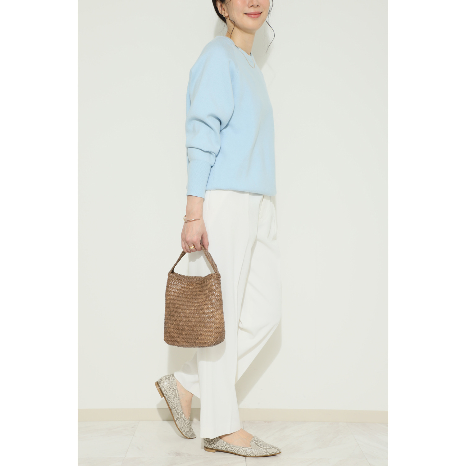 ムジカヴィータ 山羊革 手編みメッシュ ワンハンドルバッグ ＜ハンカチ付＞