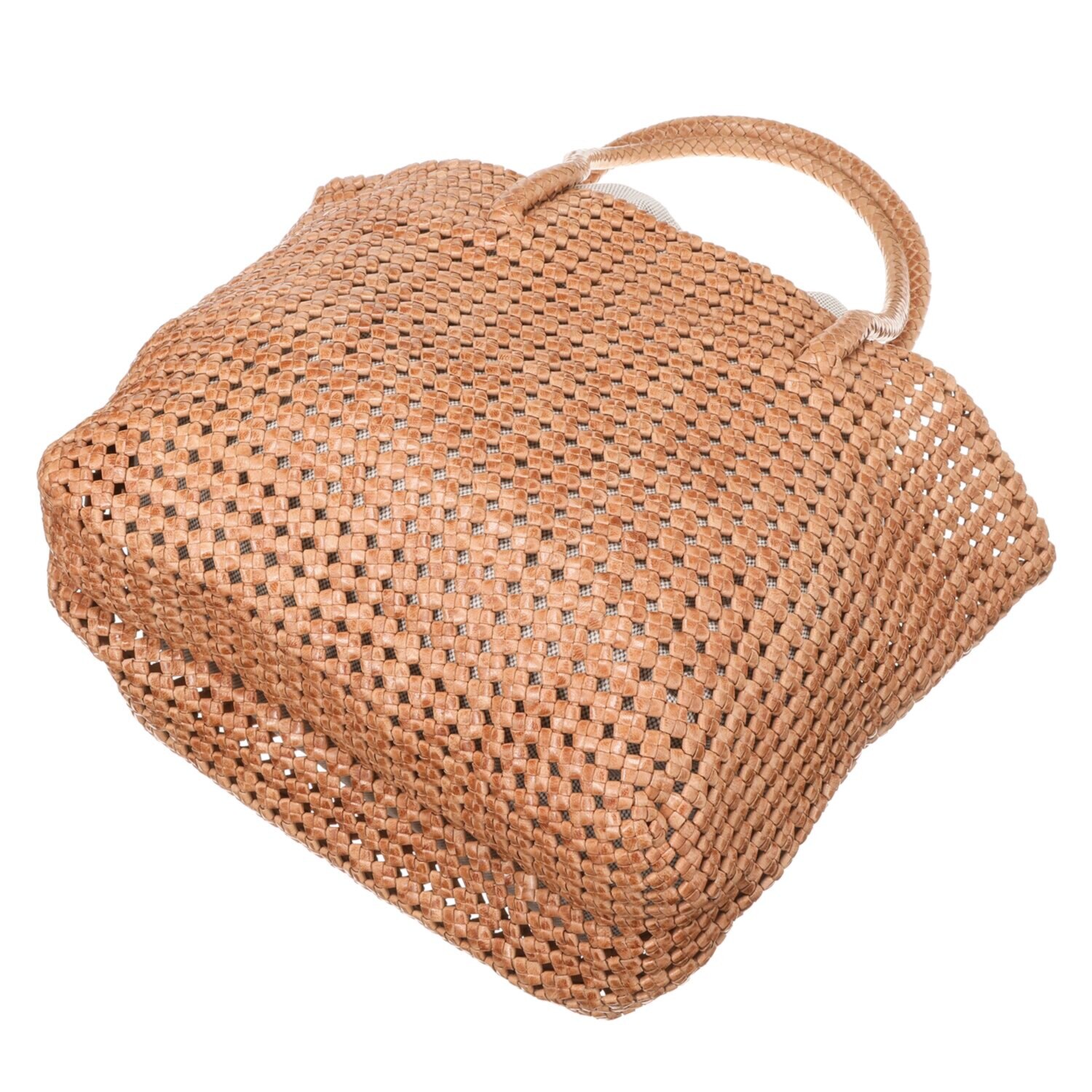 ムジカヴィータ 山羊革 手編みメッシュ 石畳編みトートバッグ ＜ハンカチ付＞