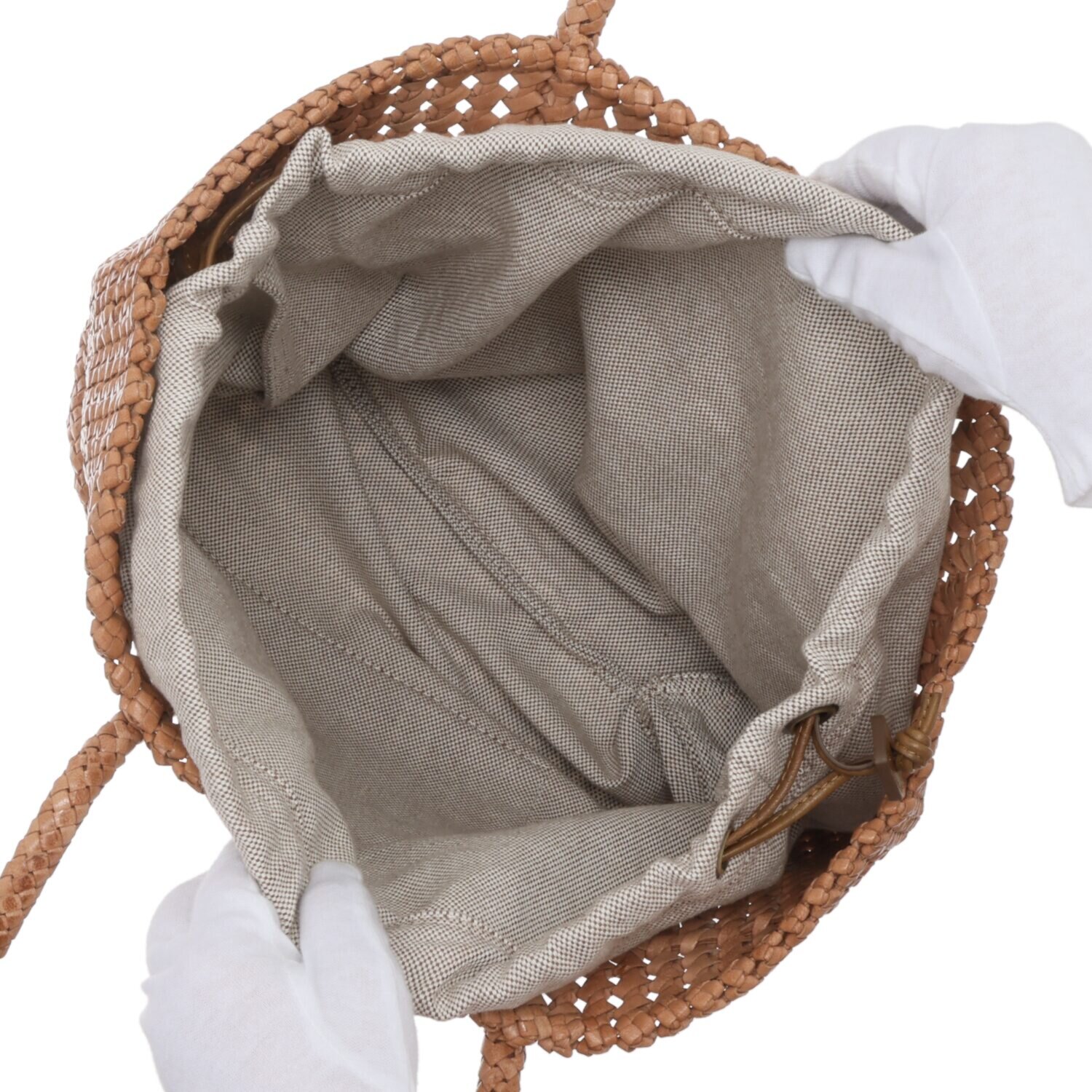 ムジカヴィータ 山羊革 手編みメッシュ 石畳編みトートバッグ ＜ハンカチ付＞