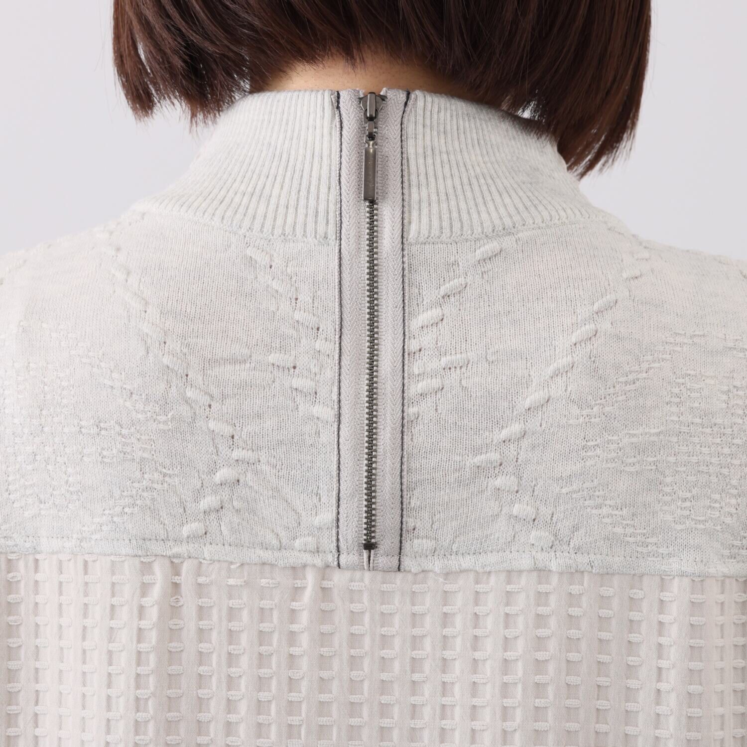 ヨシヨシ バイ　ピージェイ 異素材使い パネルライン切替 デザインロングワンピース