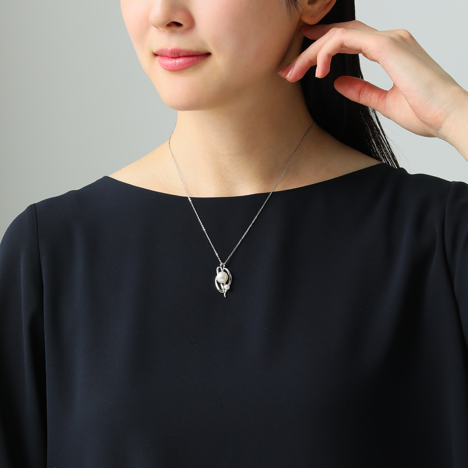 岩崎美智子コレクション シルバー 淡水パール ミックスシェイプ エレガントペンダント