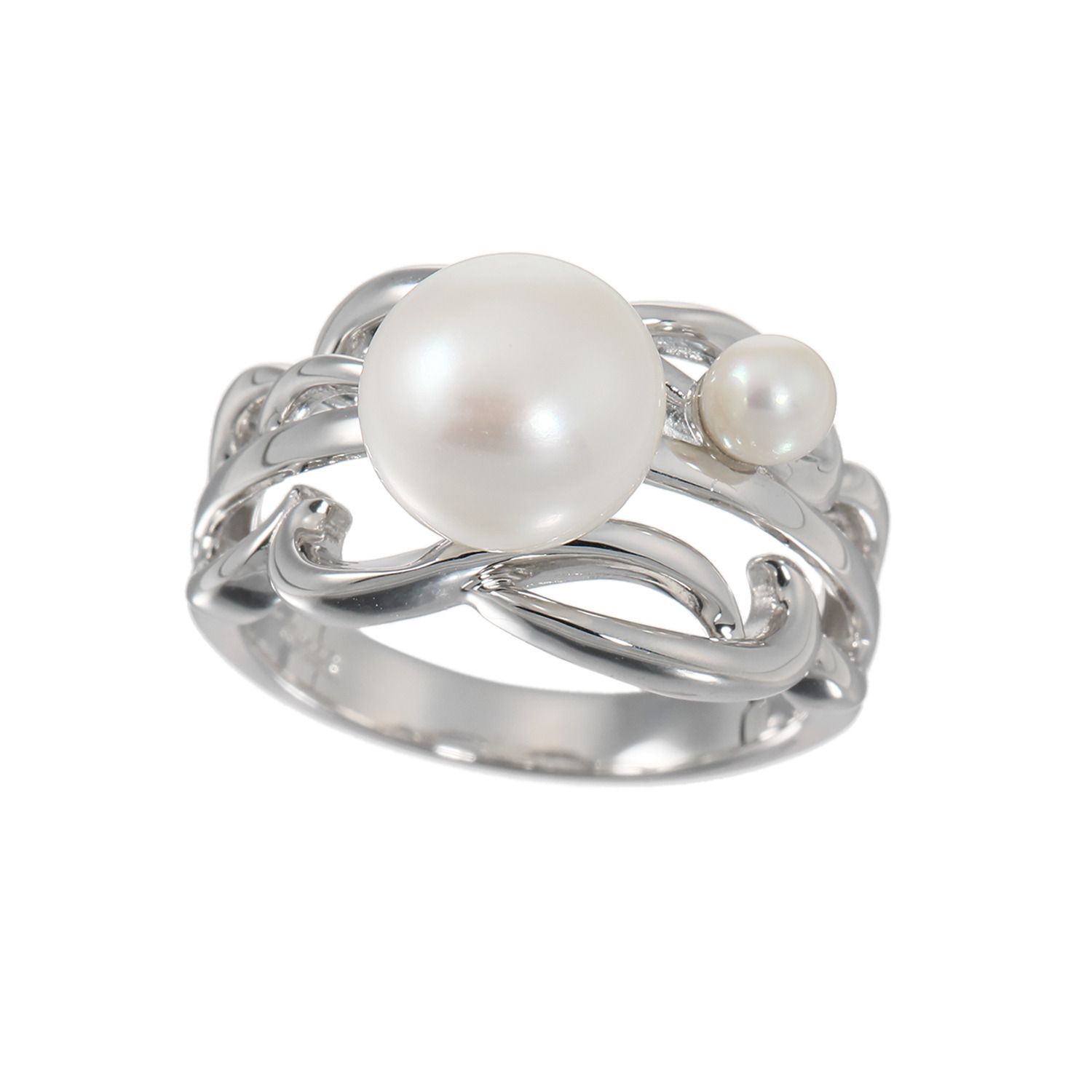 岩崎美智子コレクション シルバー 淡水パール ミックスシェイプ エレガントリング