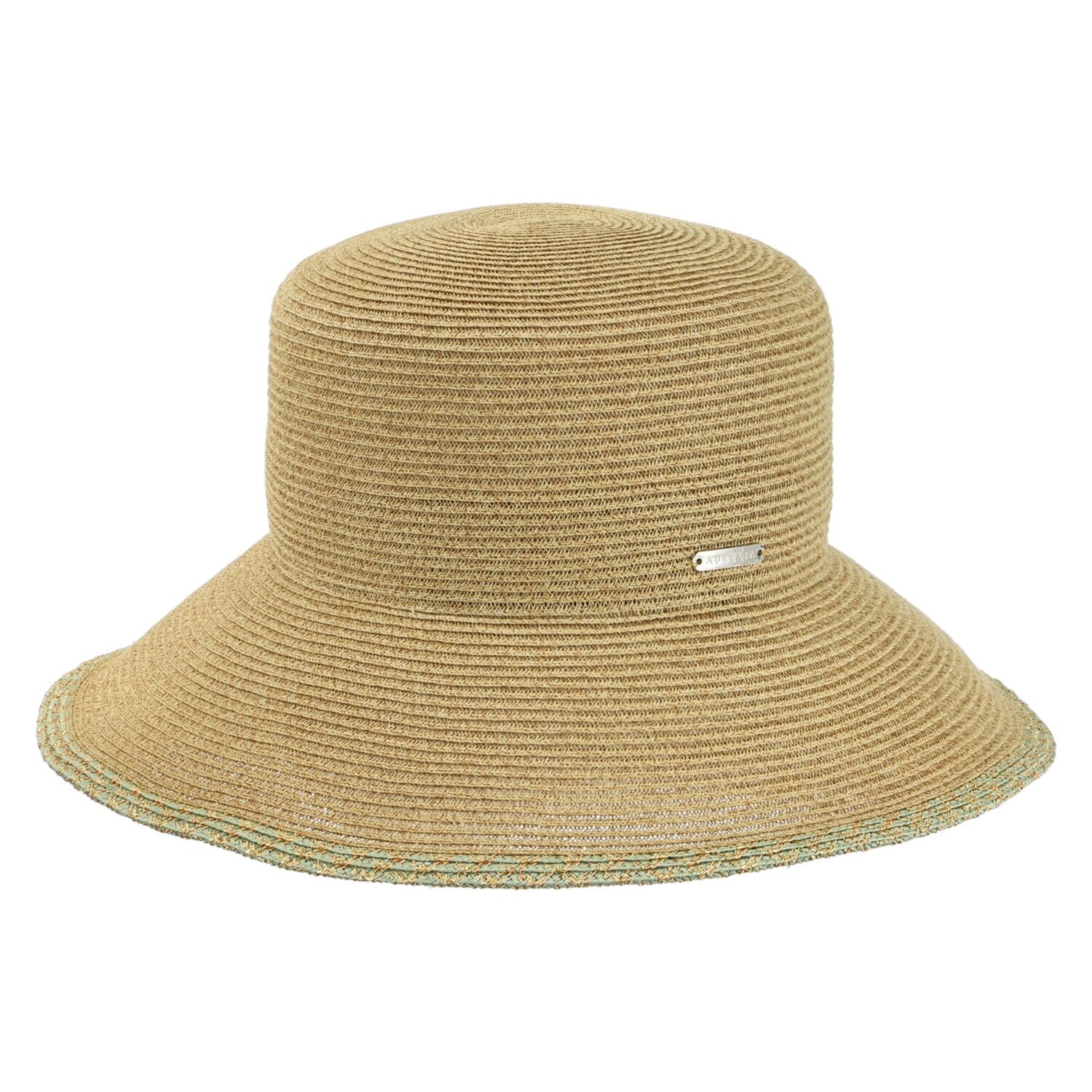 アウレリア 日本製・ＵＶカット ラメライン 麻風ブレードつば広ハット