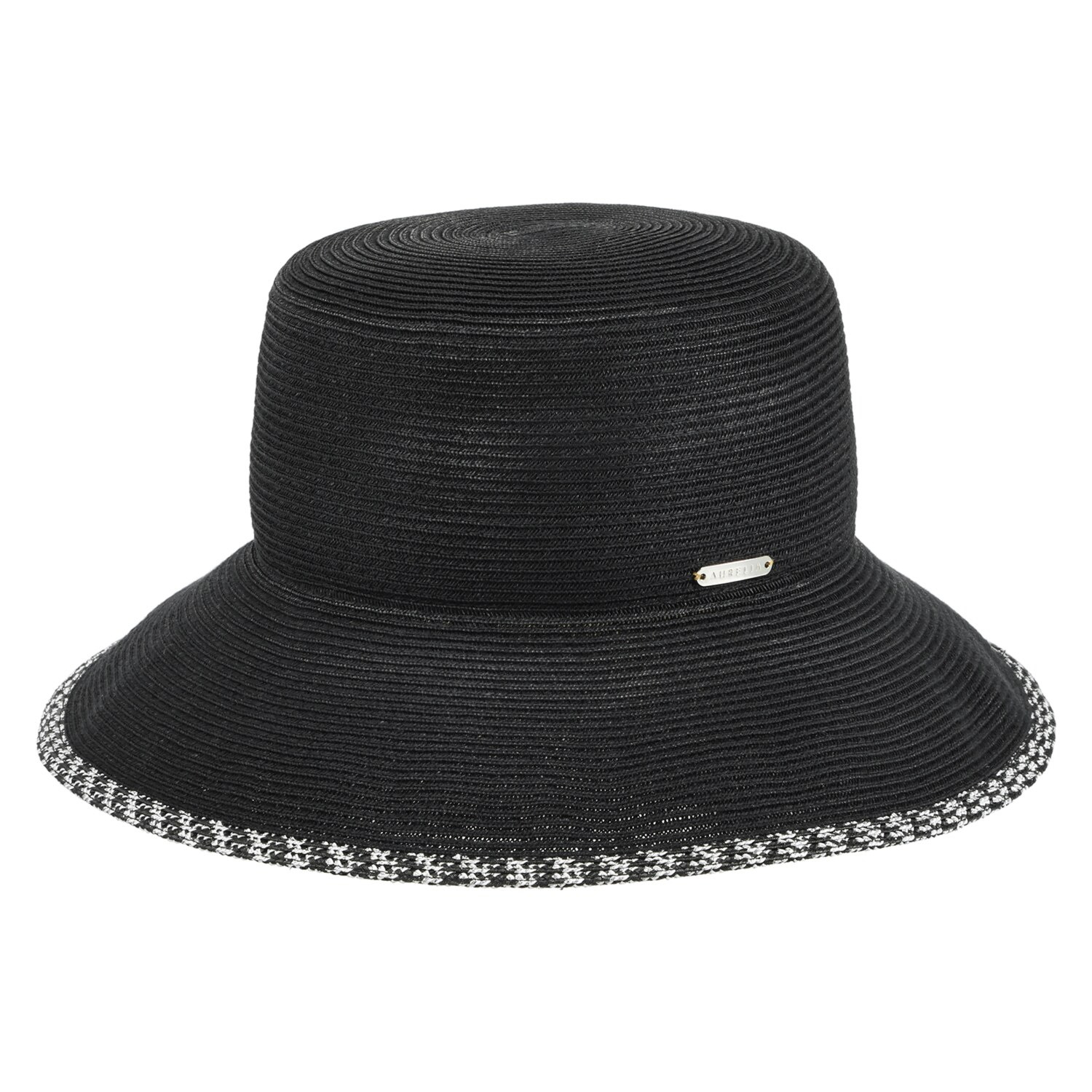 アウレリア 日本製・ＵＶカット ラメライン 麻風ブレードつば広ハット