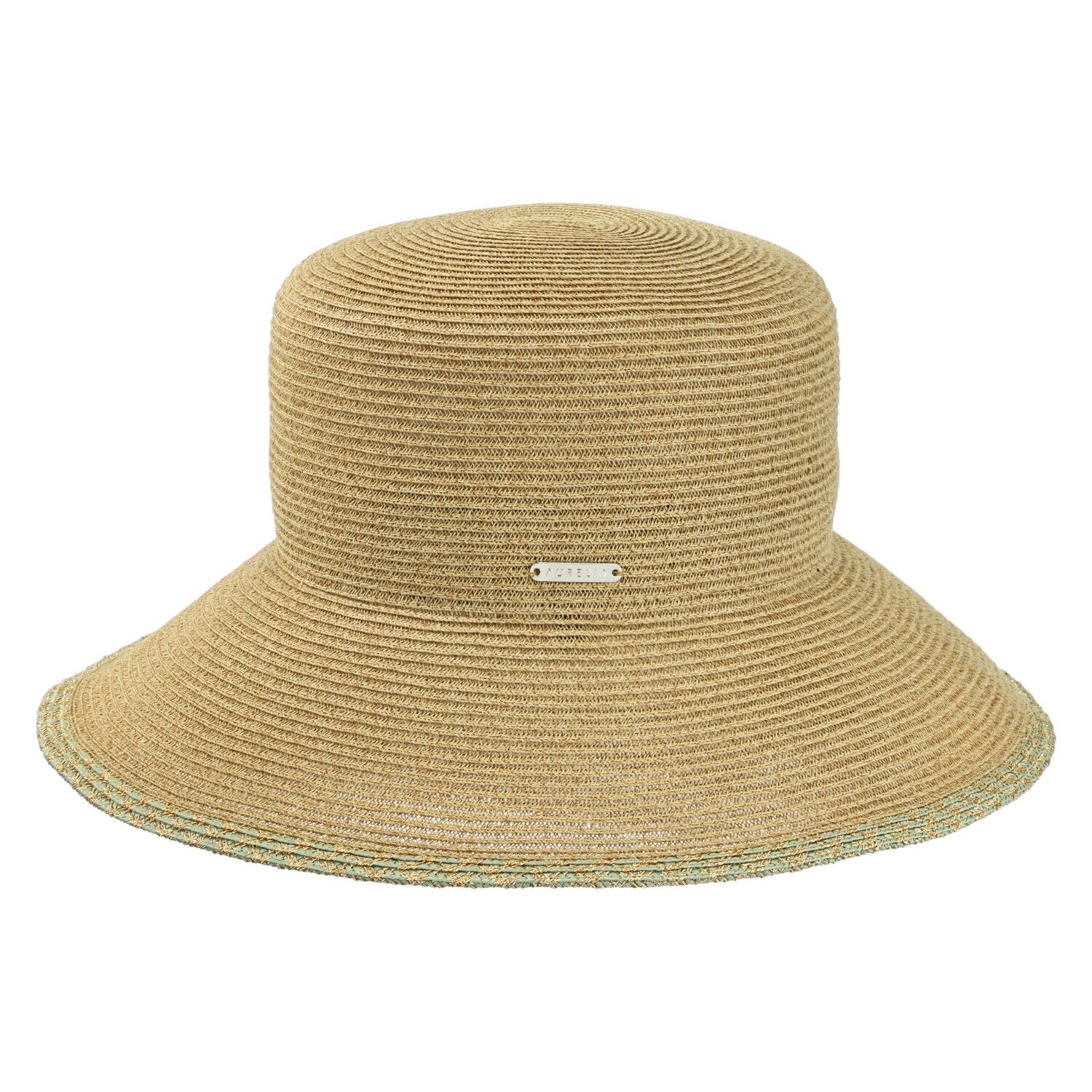 アウレリア 日本製・ＵＶカット ラメライン 麻風ブレードつば広ハット