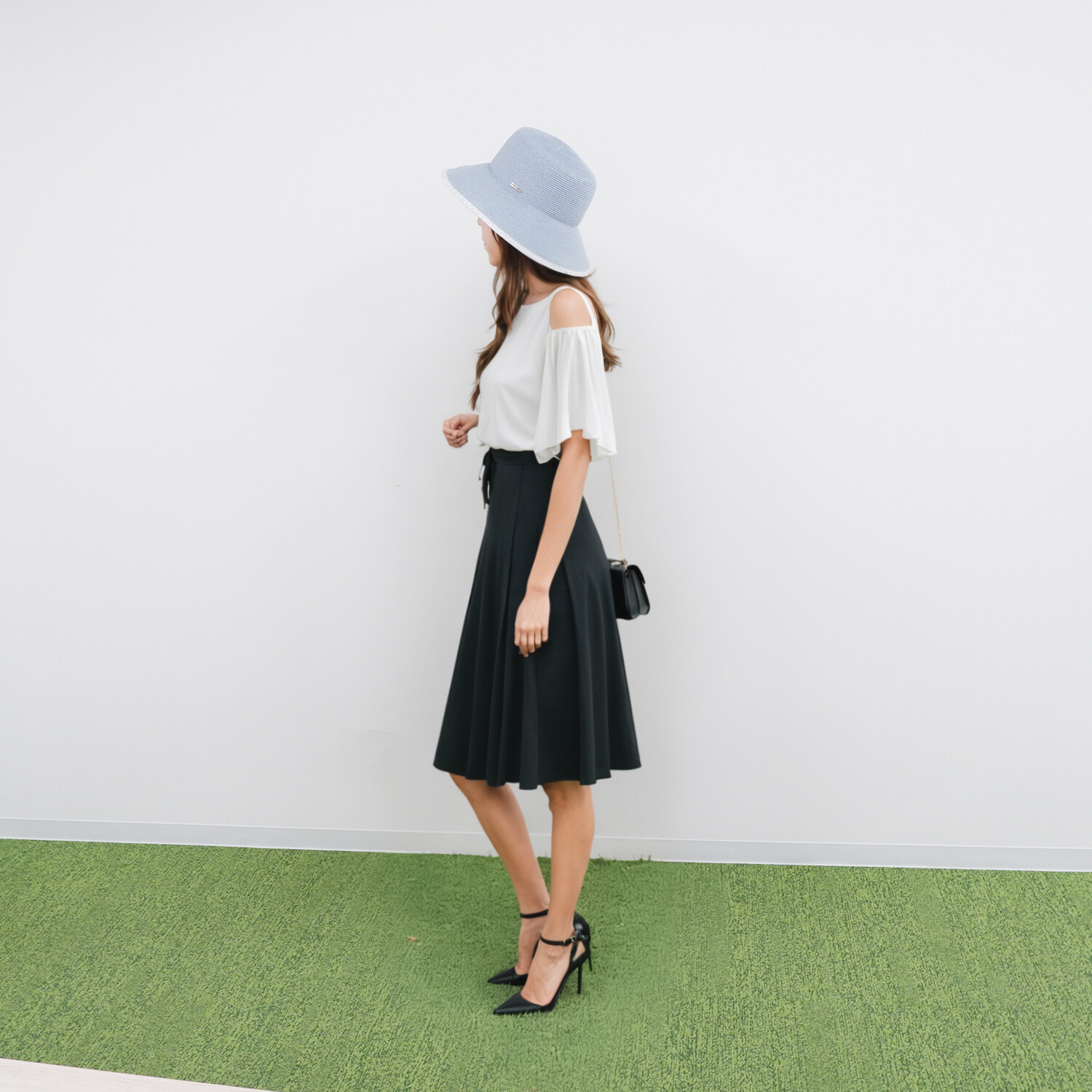 アウレリア 日本製・ＵＶカット ラメライン 麻風ブレードつば広ハット