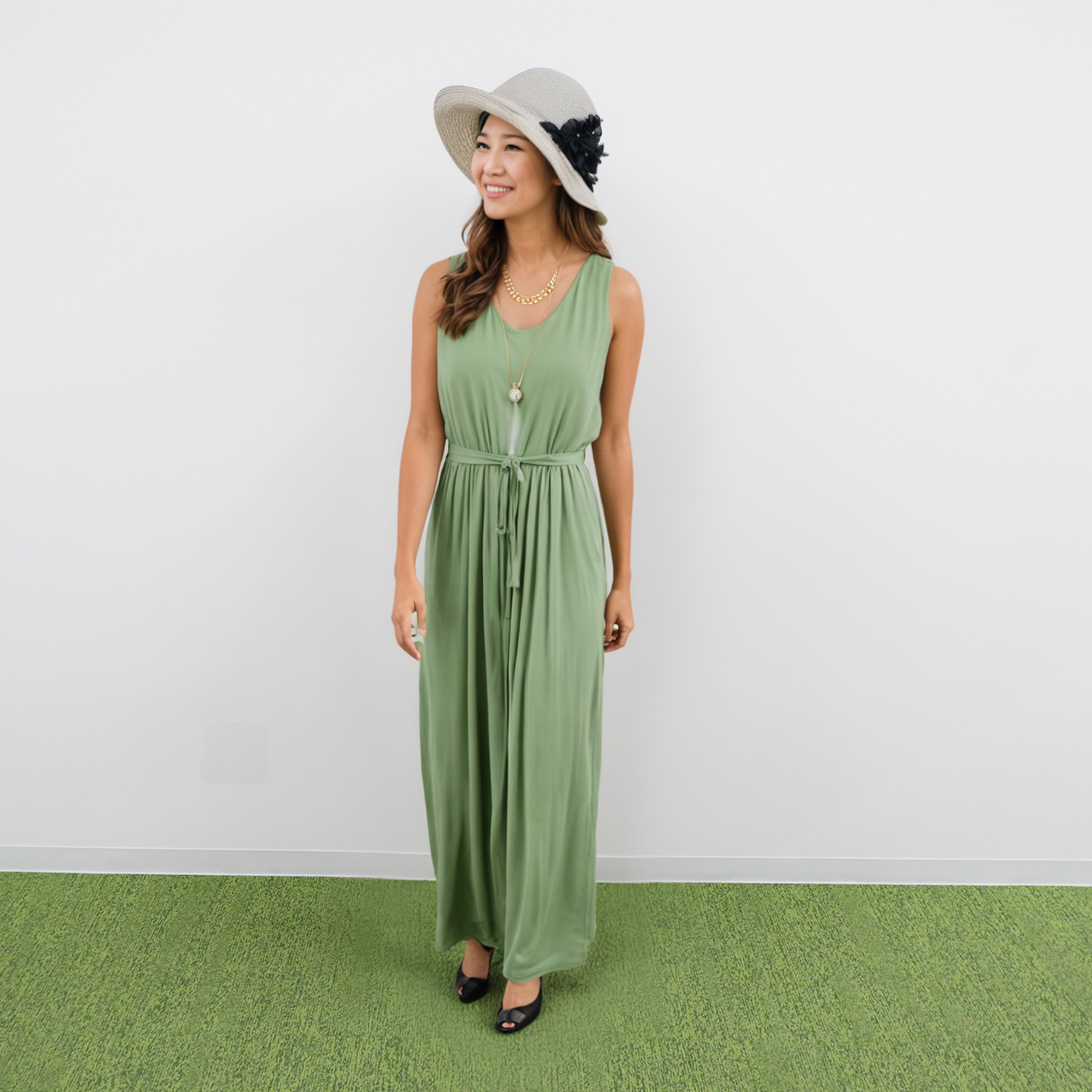 アウレリア 日本製・ＵＶカット 小花アクセント ブレードキャペリン