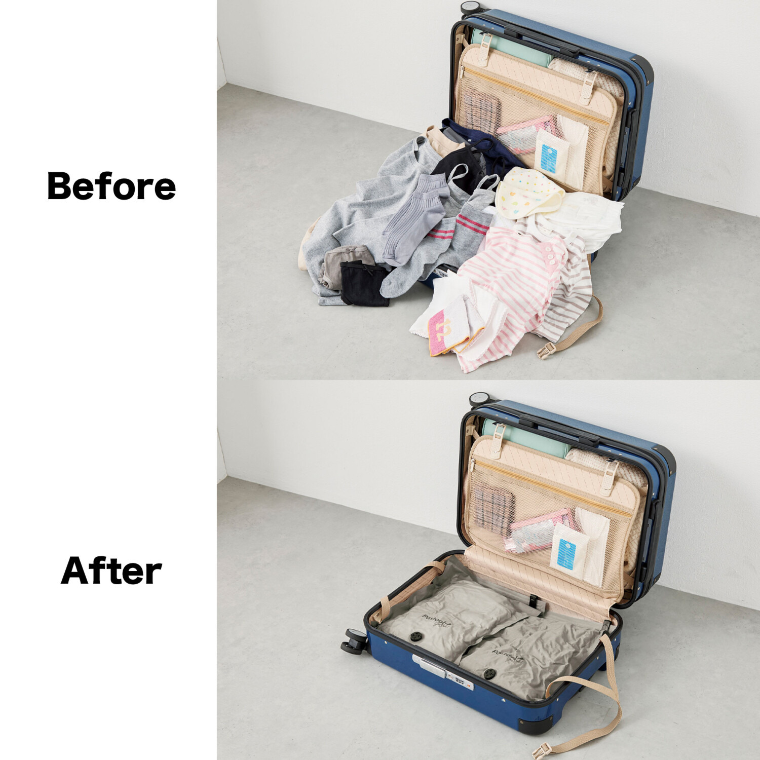 Ｐａｓｔｏｏｌ ｇｏ　ｏｕｔ トラベル衣類圧縮袋 ８枚セット ＜Ｍ、Ｌ　各４枚＞