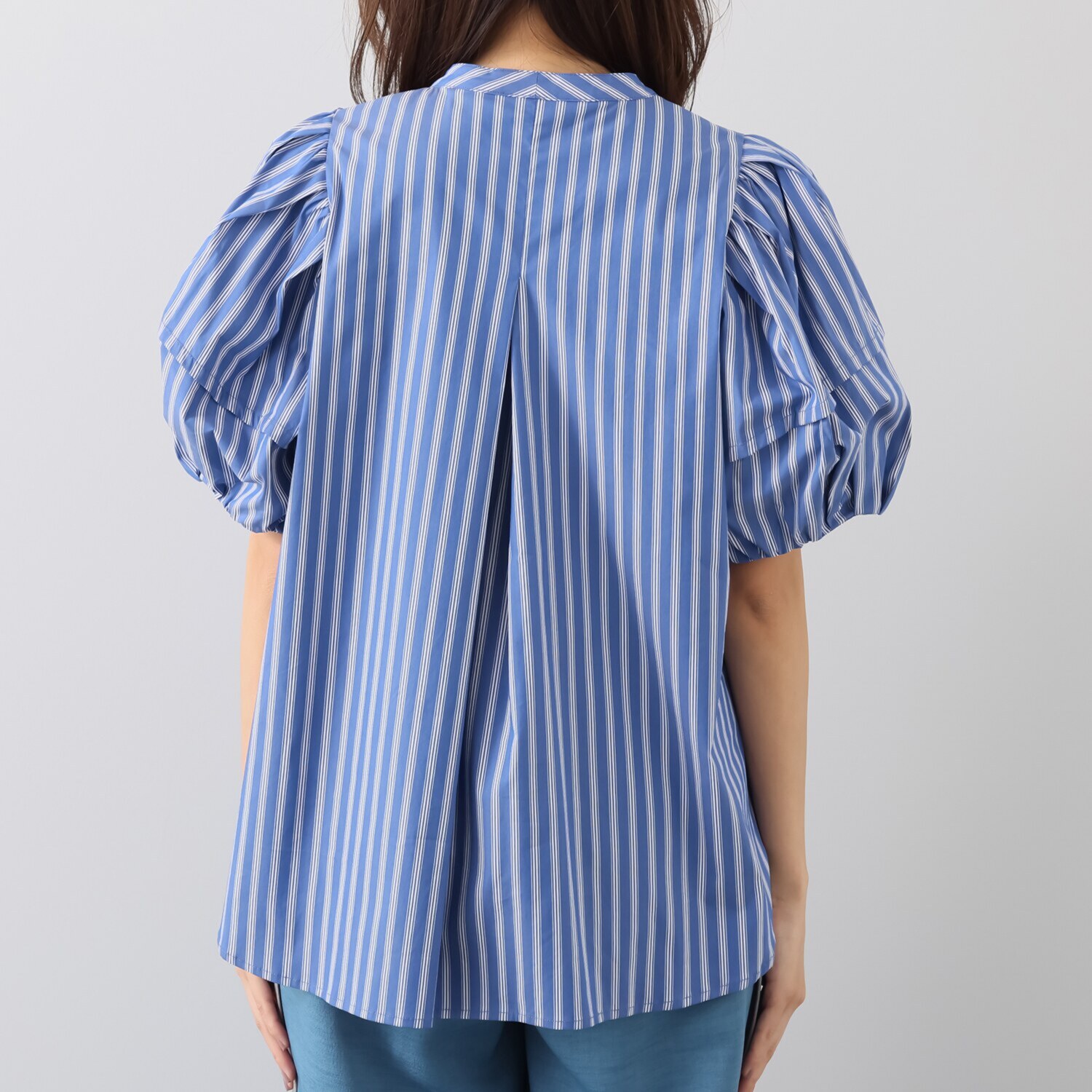 スタイル・ラヴィー フリルアクセント ストライプブラウス