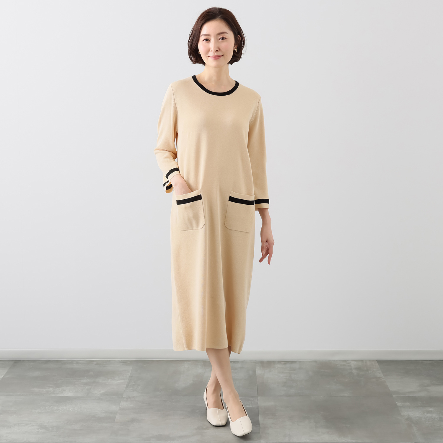 ダジュール カラーアクセント ニットワンピース