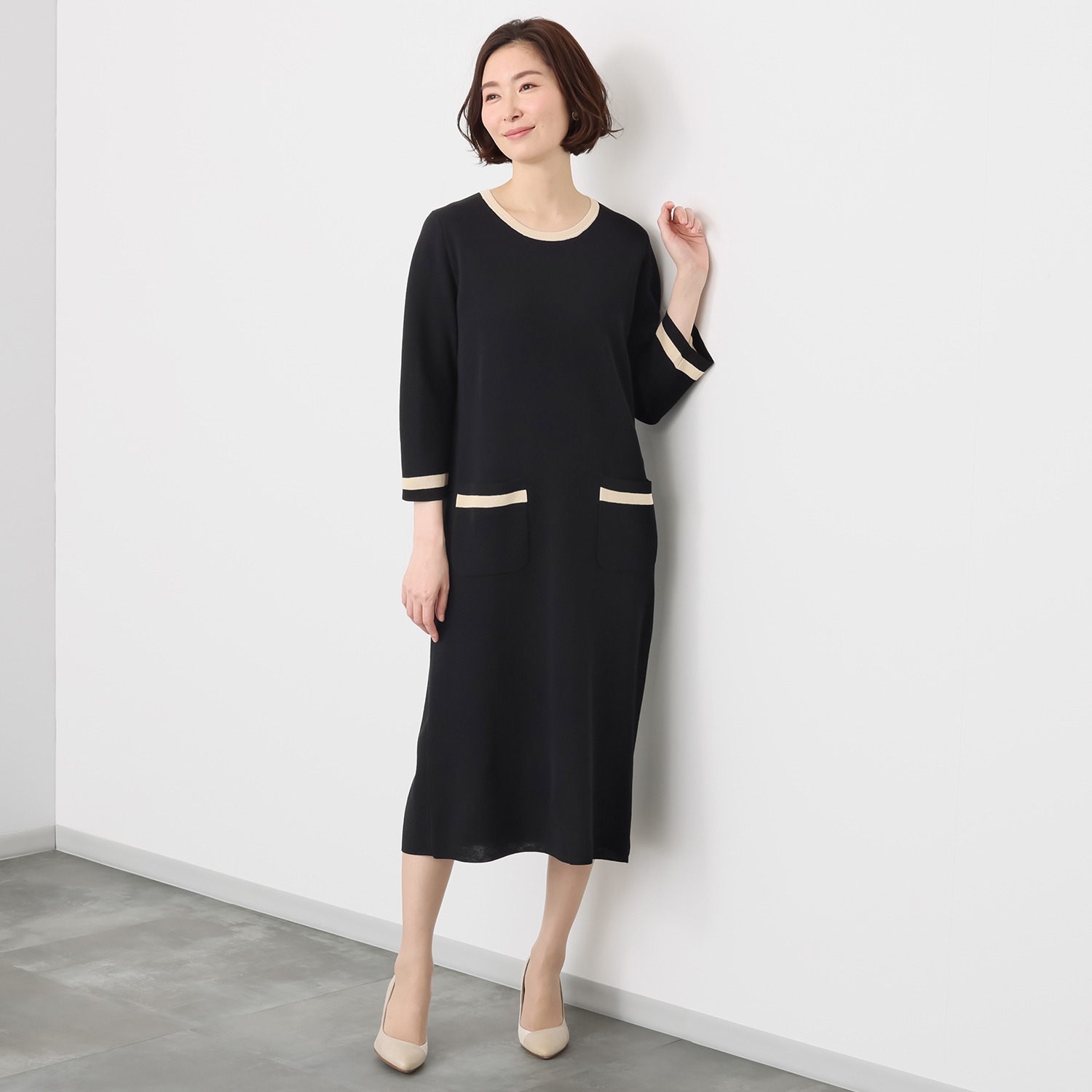ダジュール カラーアクセント ニットワンピース