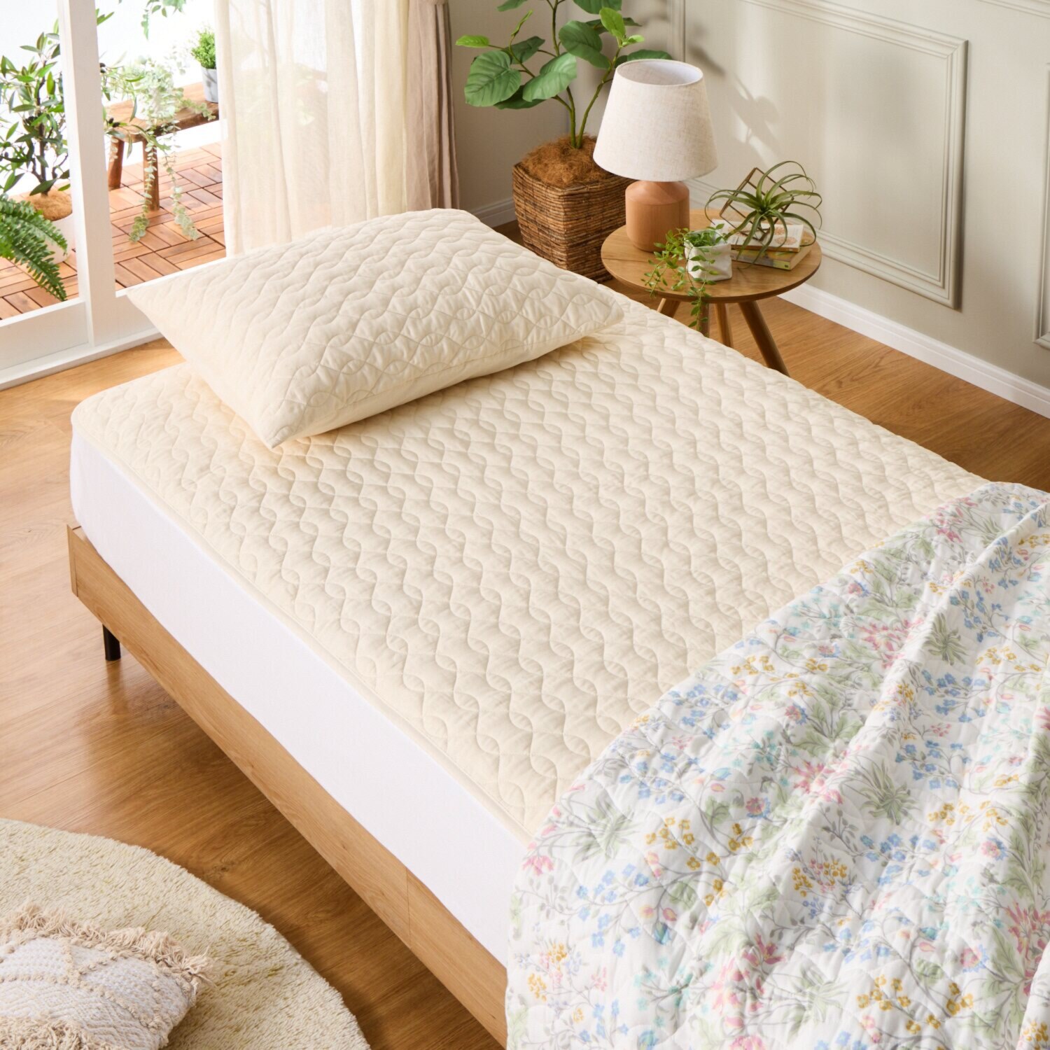 大津毛織 やわらかな肌触りと清涼感 麻混プレミアムガーゼ 敷きパッド ＜シングル＞