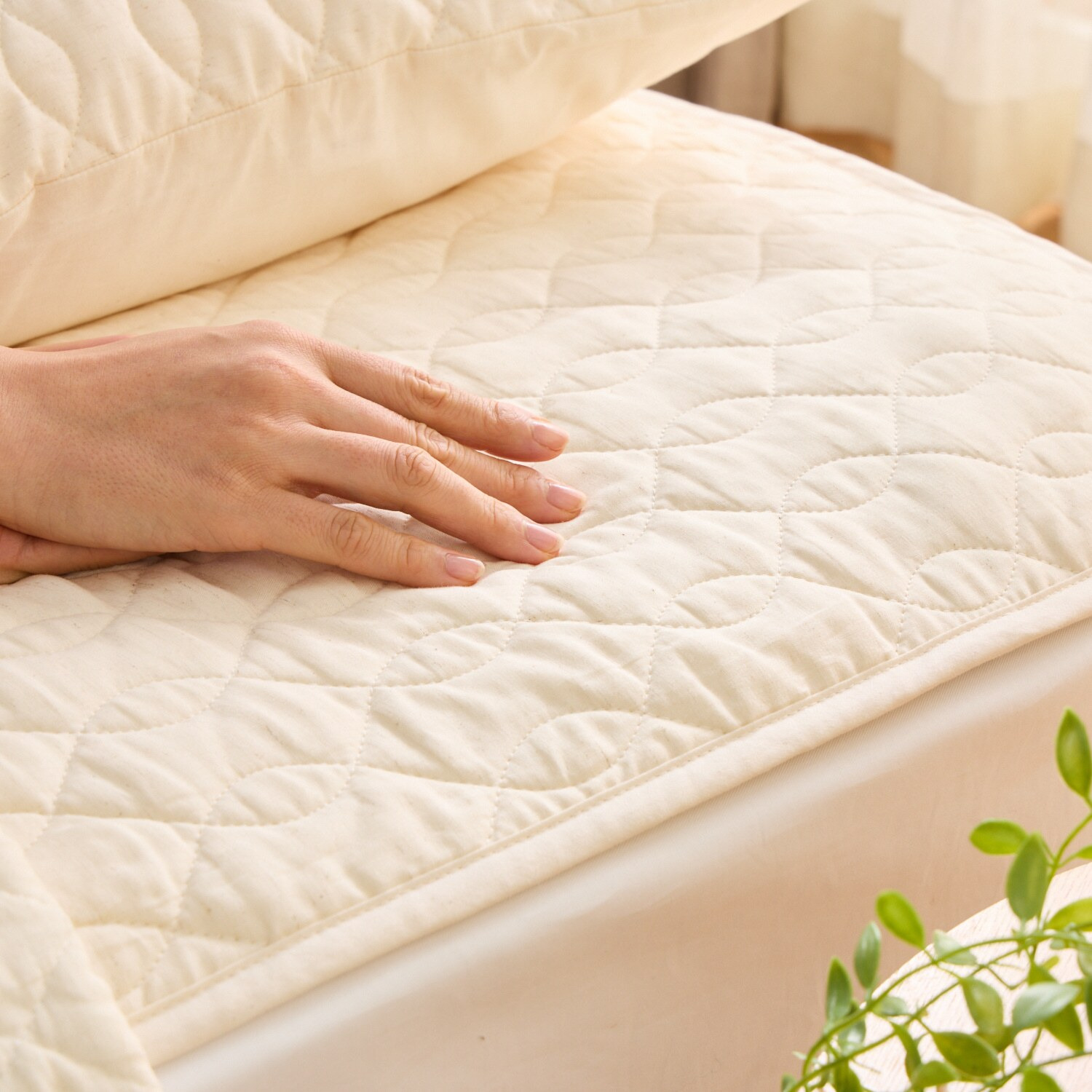 大津毛織 やわらかな肌触りと清涼感 麻混プレミアムガーゼ 敷きパッド ＜シングル＞