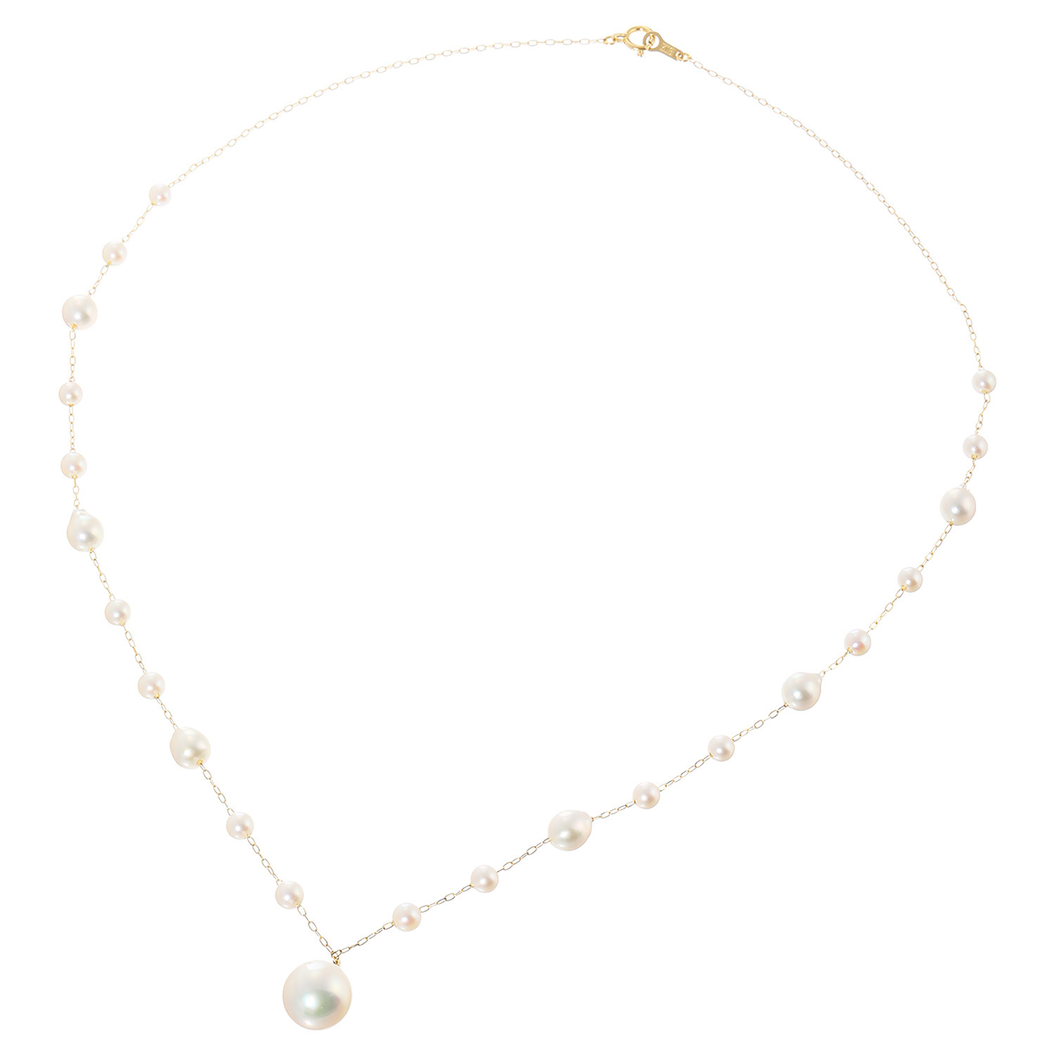 ジュペレ １８Ｋ 国産アコヤパール ベビー＆大玉９ｍｍＵＰ スペシャルピッチ ステーションネックレス