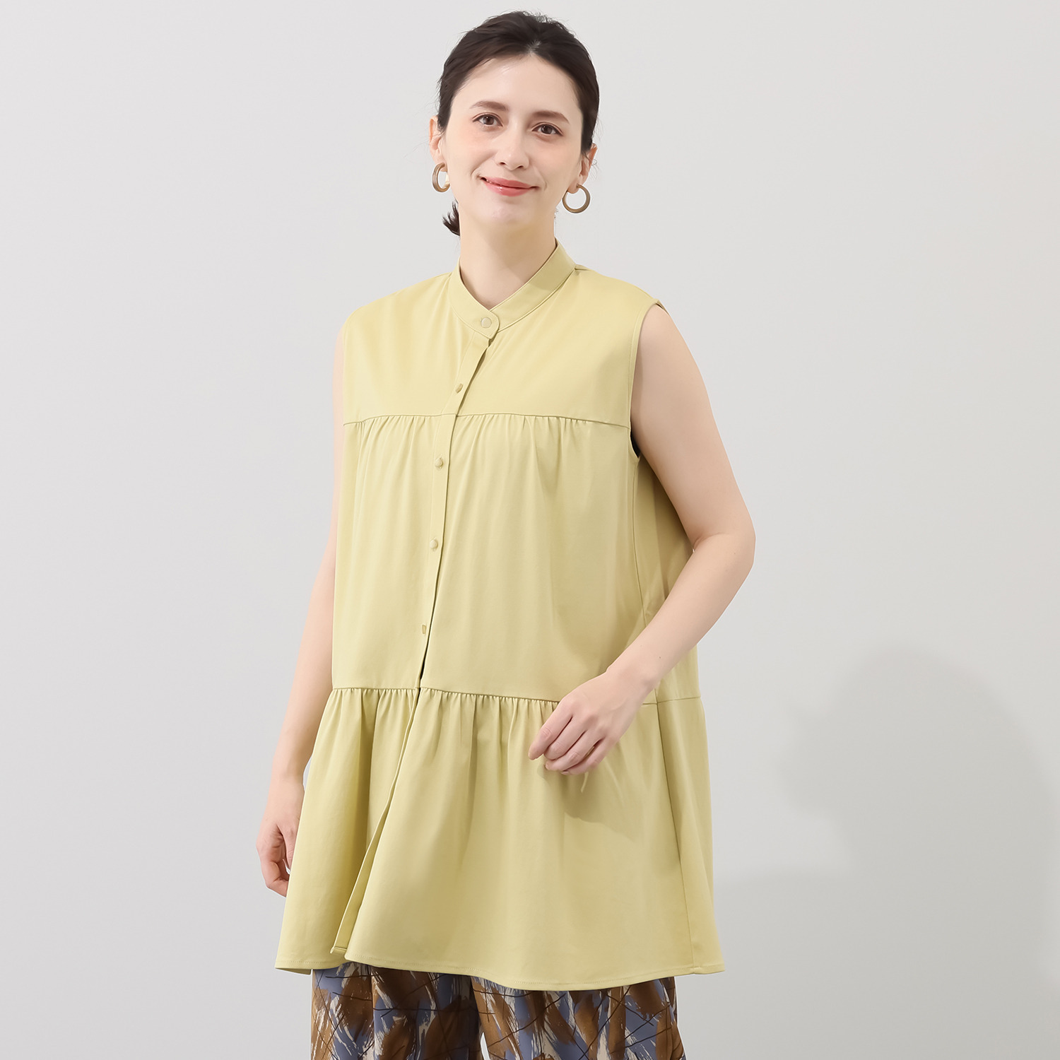 バーチ　ドゥエ 接触冷感 ギザ超長綿ブレンド シルケットスムース ティアードジレ