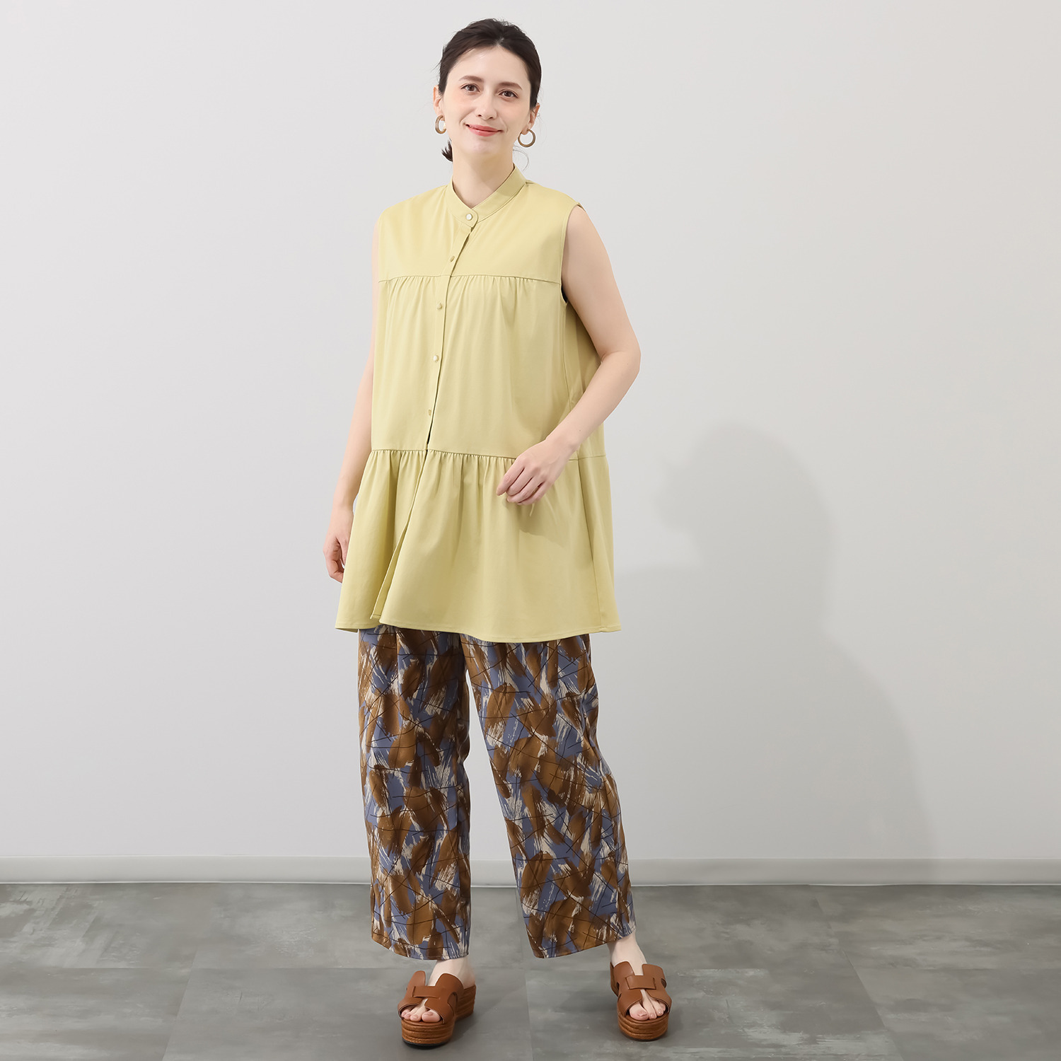 バーチ　ドゥエ 接触冷感 ギザ超長綿ブレンド シルケットスムース ティアードジレ