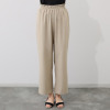 シルバーミントシュガー リネン調 ハイウエストデザイン ゆったりヒップの ストレートパンツ