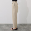 シルバーミントシュガー リネン調 ハイウエストデザイン ゆったりヒップの ストレートパンツ