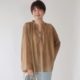 クワンティシ はしごレースアクセント シアースキッパー ブラウス