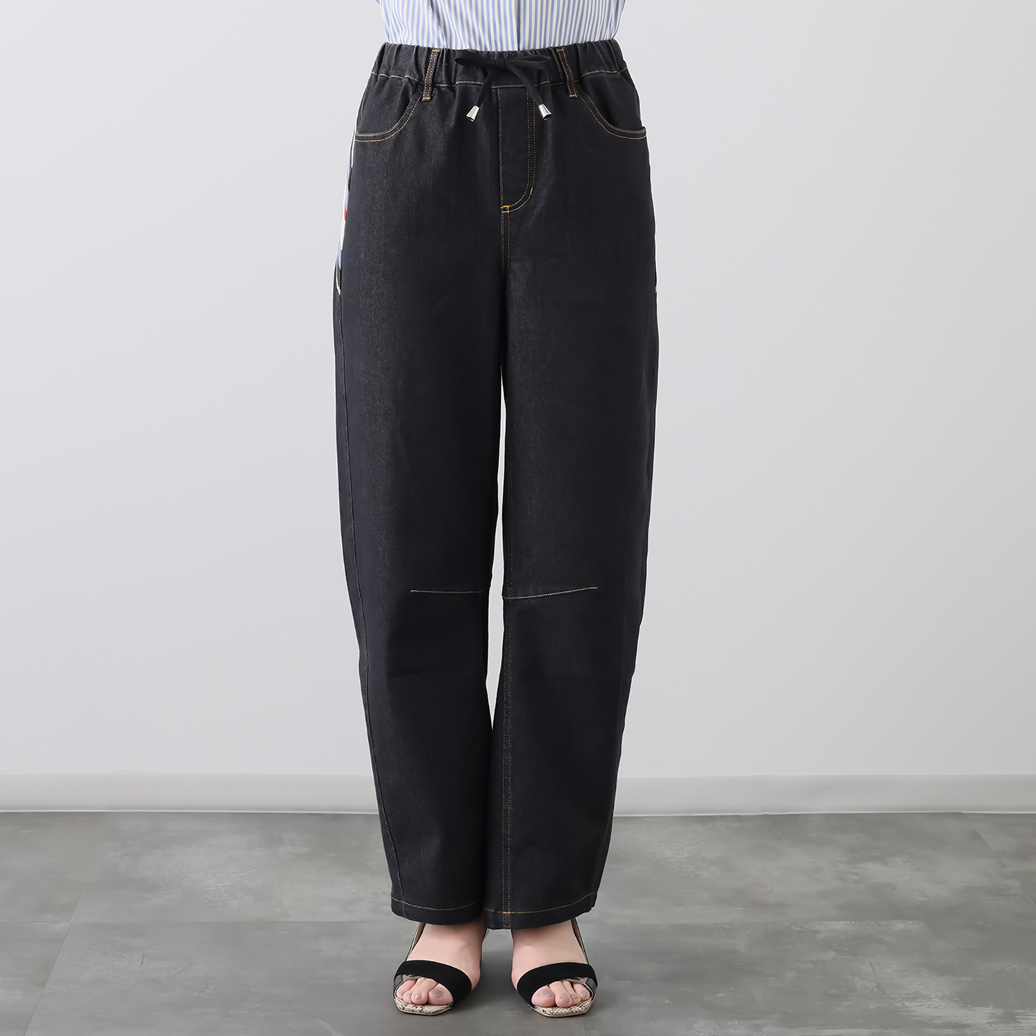 イクシーズ アクセントリブ カーブライン デニムパンツ