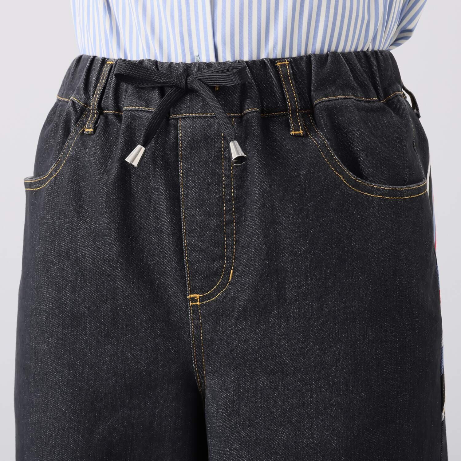 イクシーズ アクセントリブ カーブライン デニムパンツ