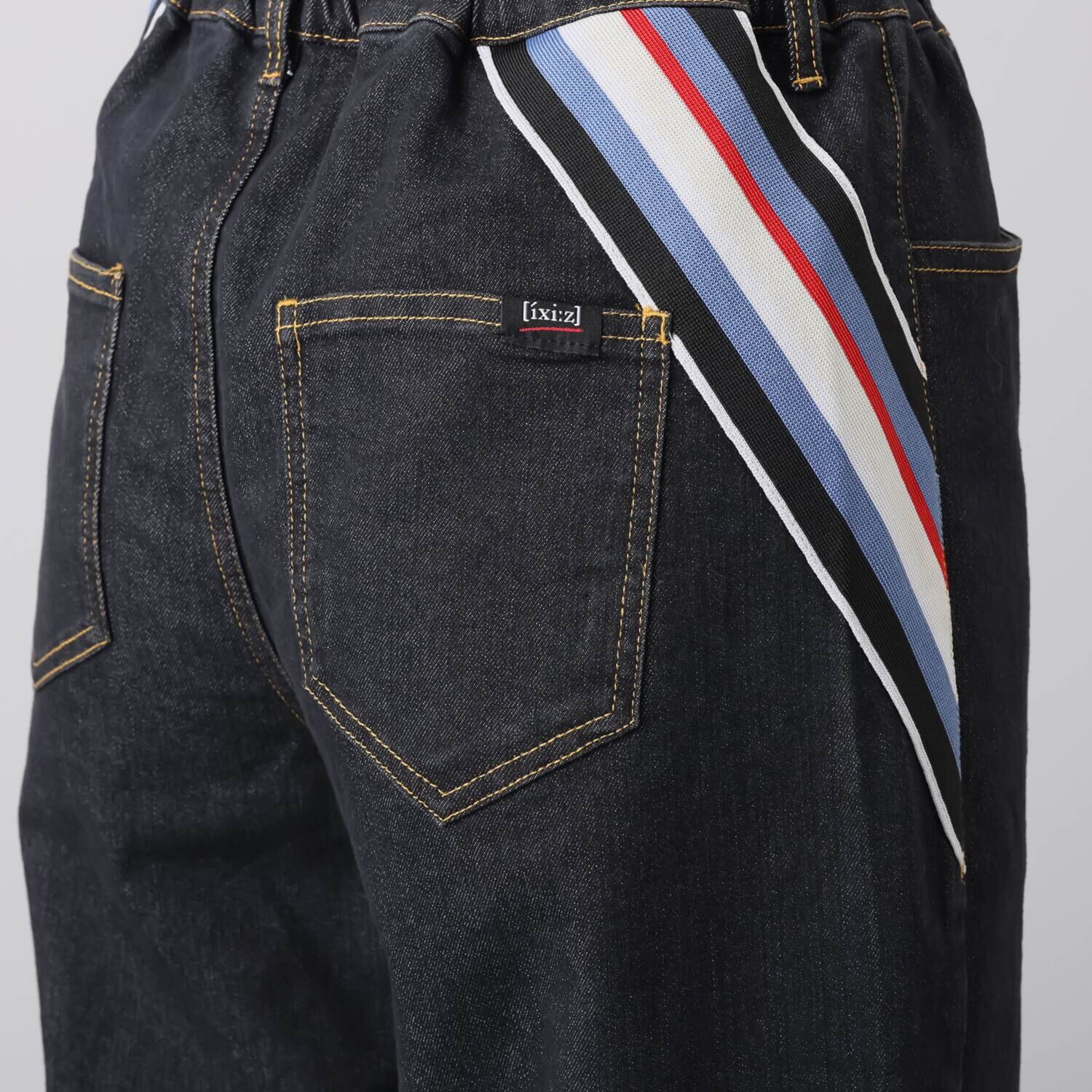 イクシーズ アクセントリブ カーブライン デニムパンツ