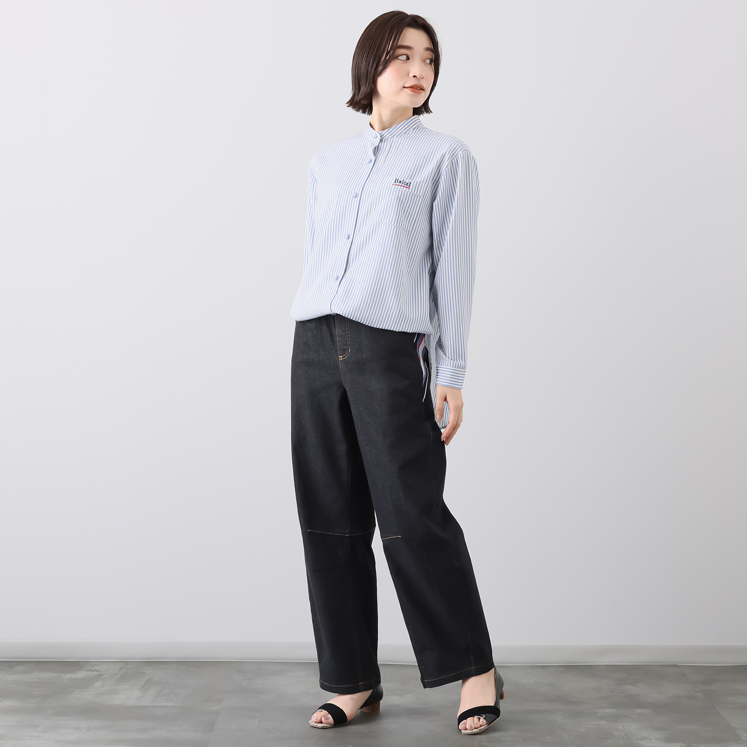 イクシーズ アクセントリブ カーブライン デニムパンツ