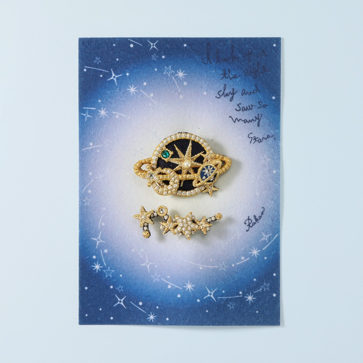 ラカム マチ☆ソワシリーズ 日本製　手作業組み立て 立体刺しゅうブローチ ２点セット