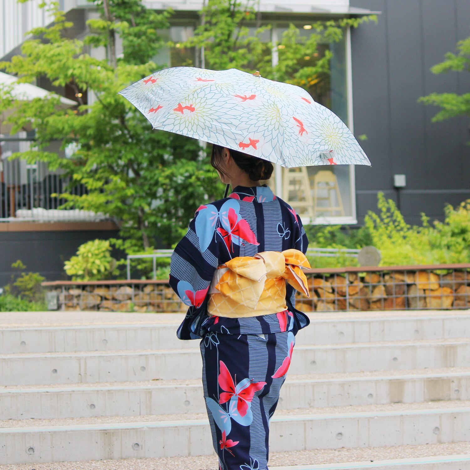 河馬印本舗 モダン和柄 晴雨兼用折りたたみ傘