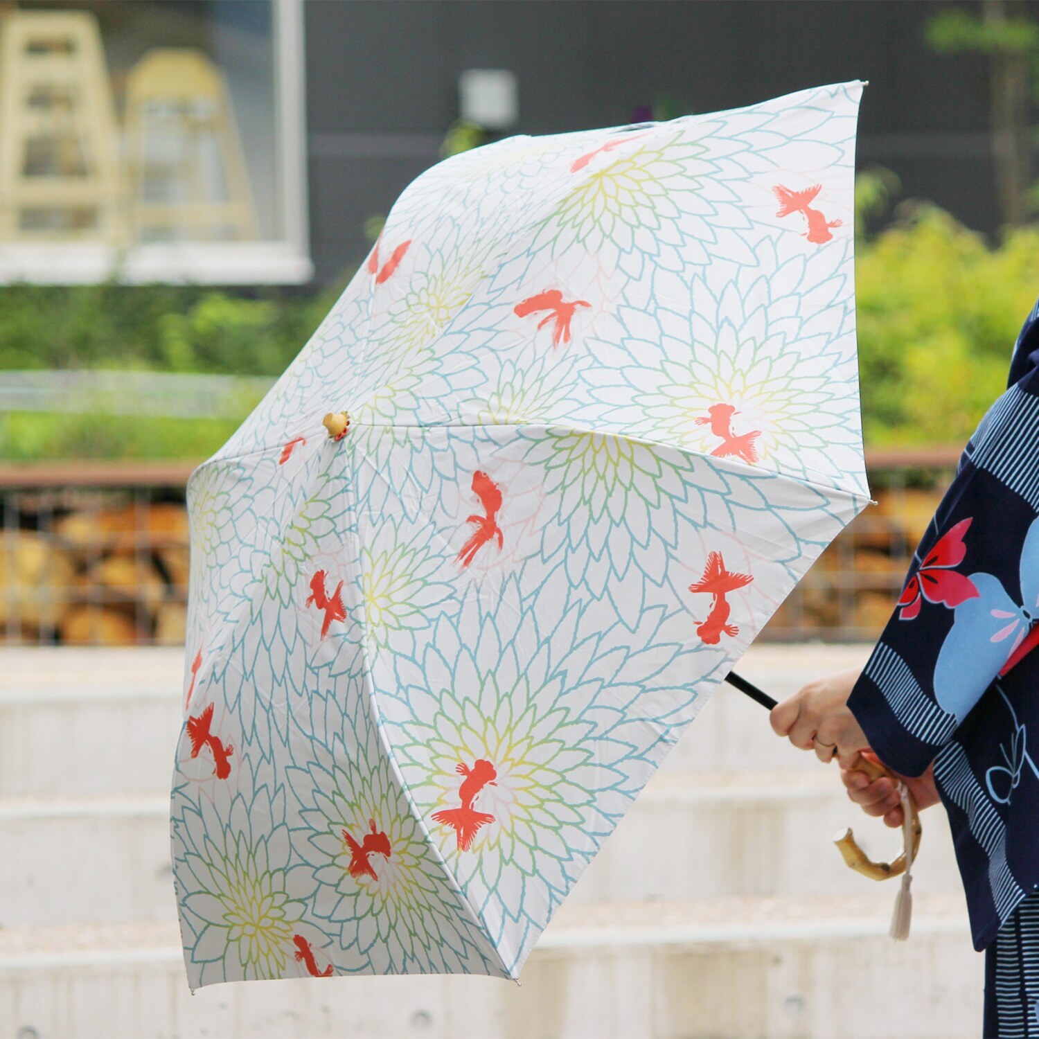 河馬印本舗 モダン和柄 晴雨兼用折りたたみ傘