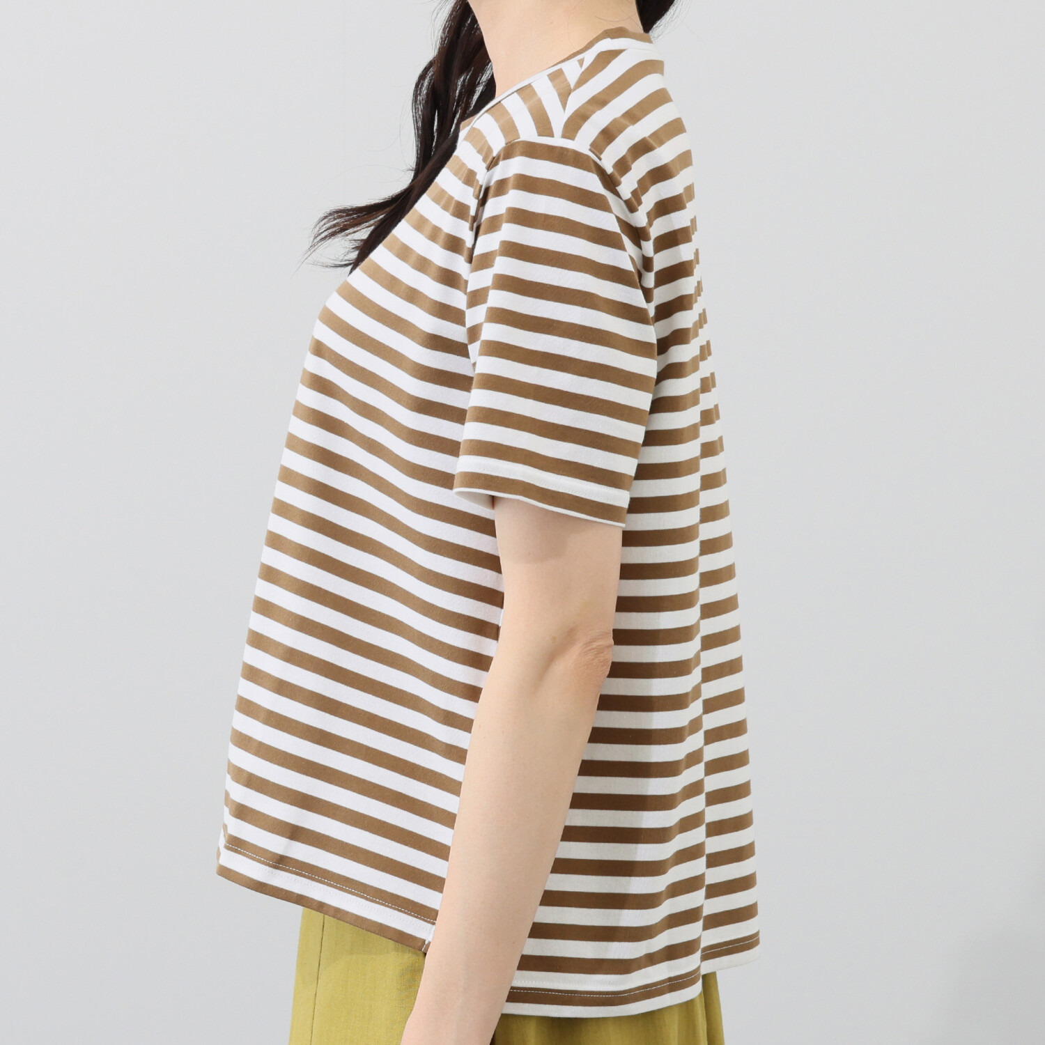 フィル・クロレ 日本製 ギザコットン混 サガラ刺しゅう ボーダーＴシャツ