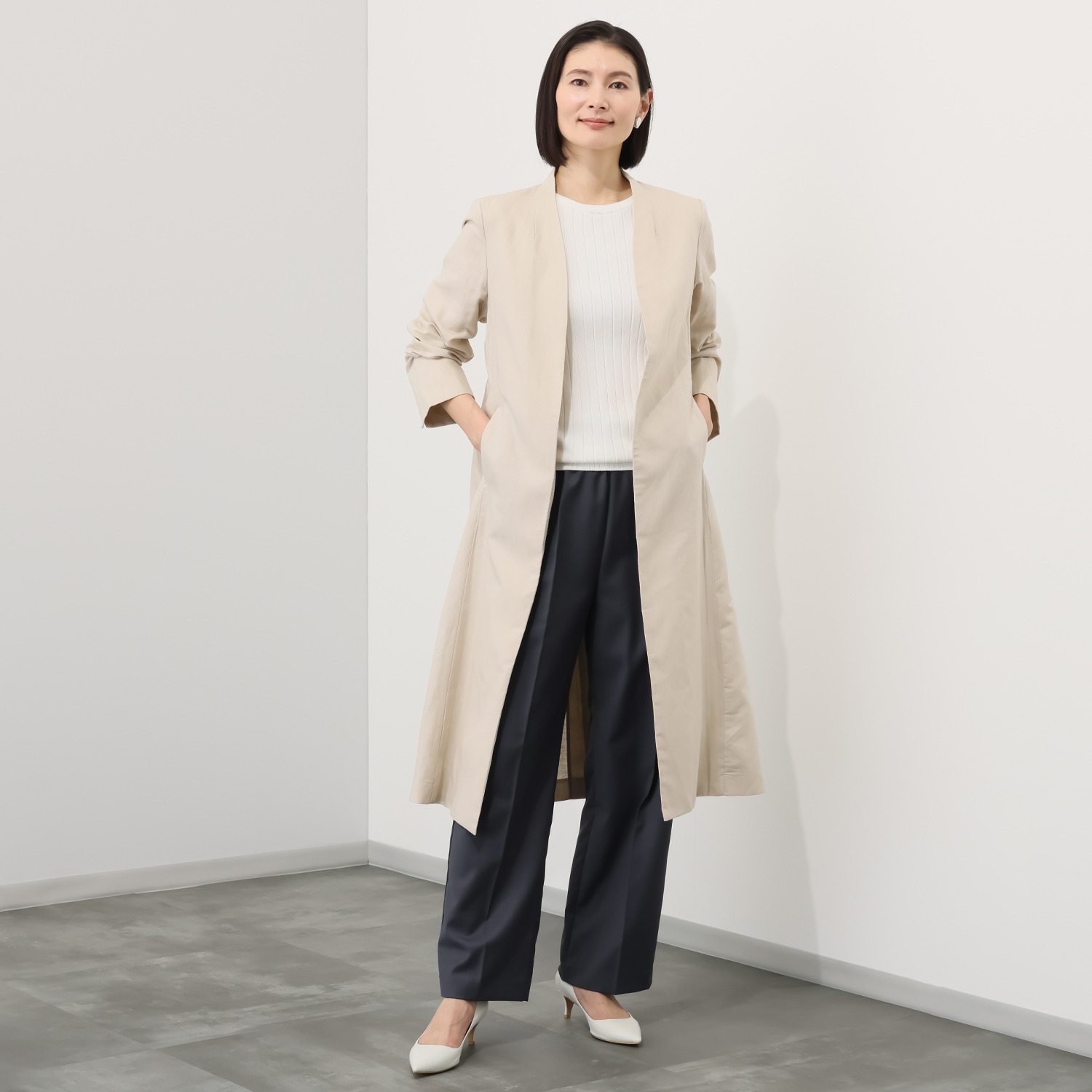 アンドスピカ リネンブレンド ジャケットコート