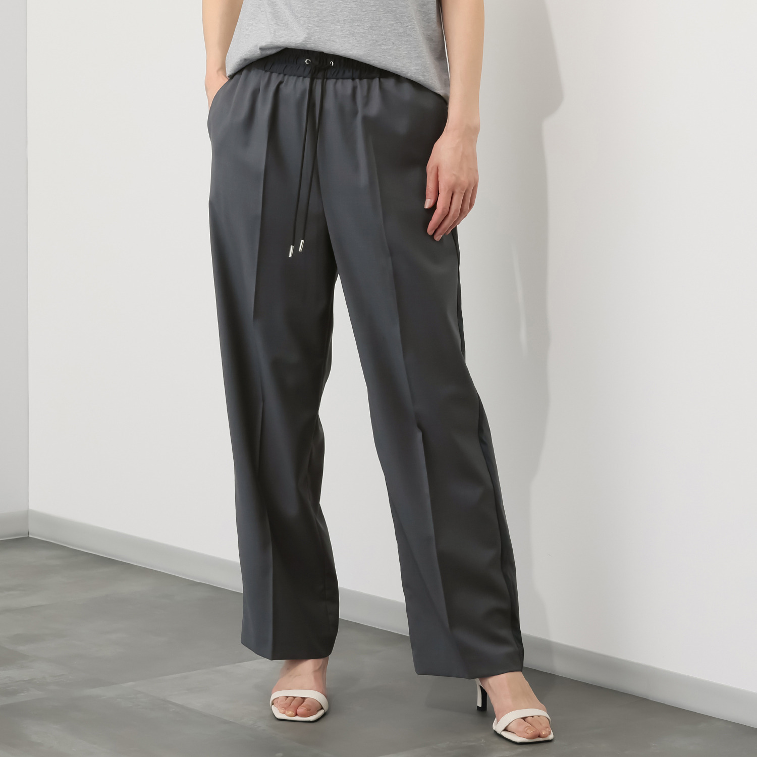 アンドスピカ ウールブレンド サイドライン イージーパンツ