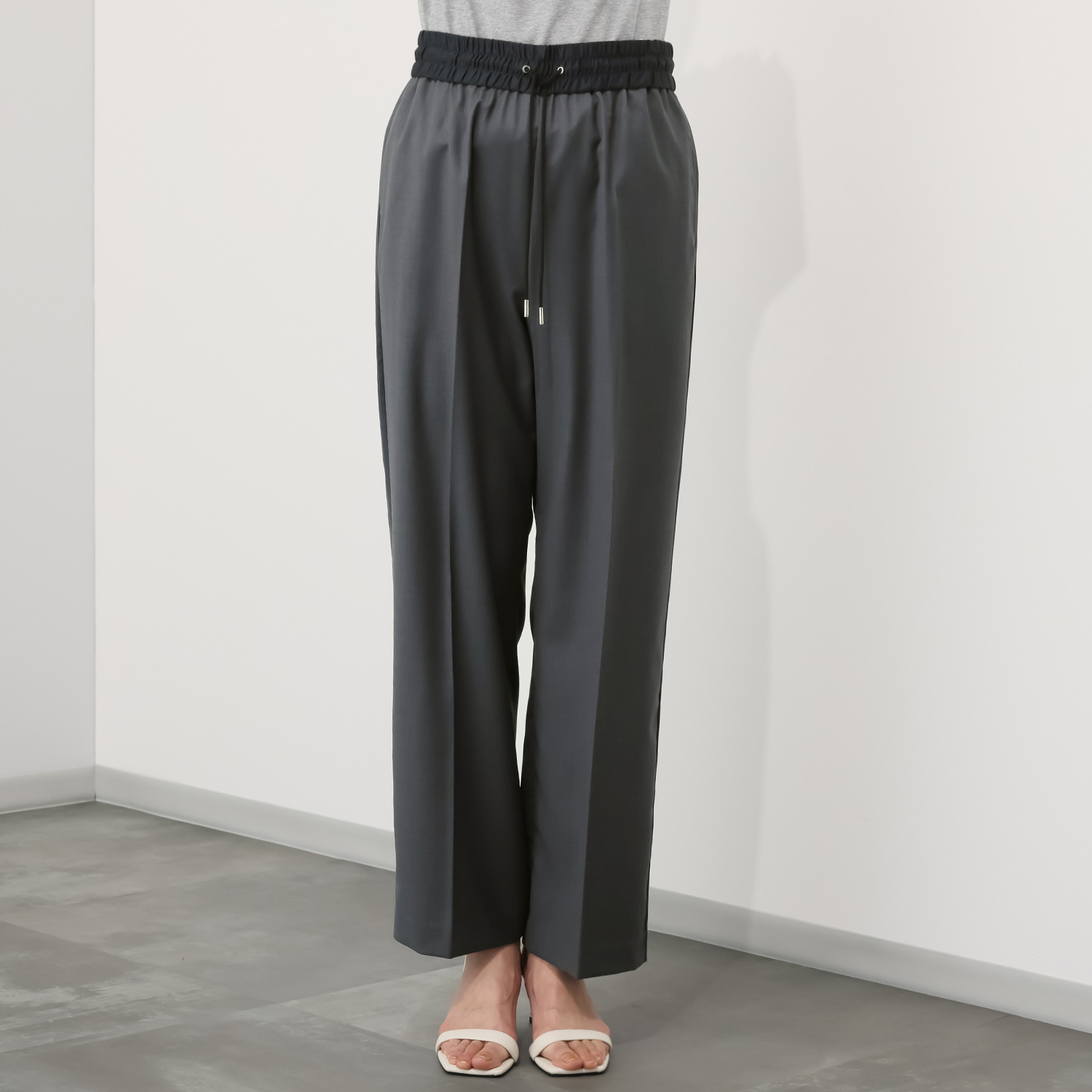 アンドスピカ ウールブレンド サイドライン イージーパンツ