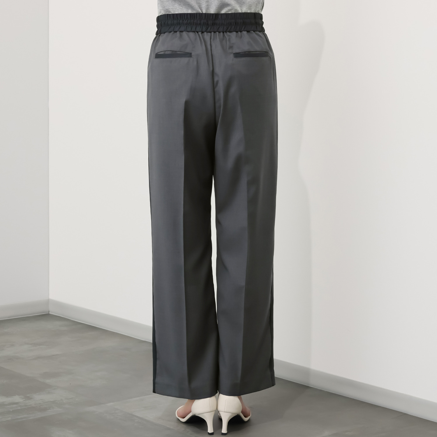 アンドスピカ ウールブレンド サイドライン イージーパンツ