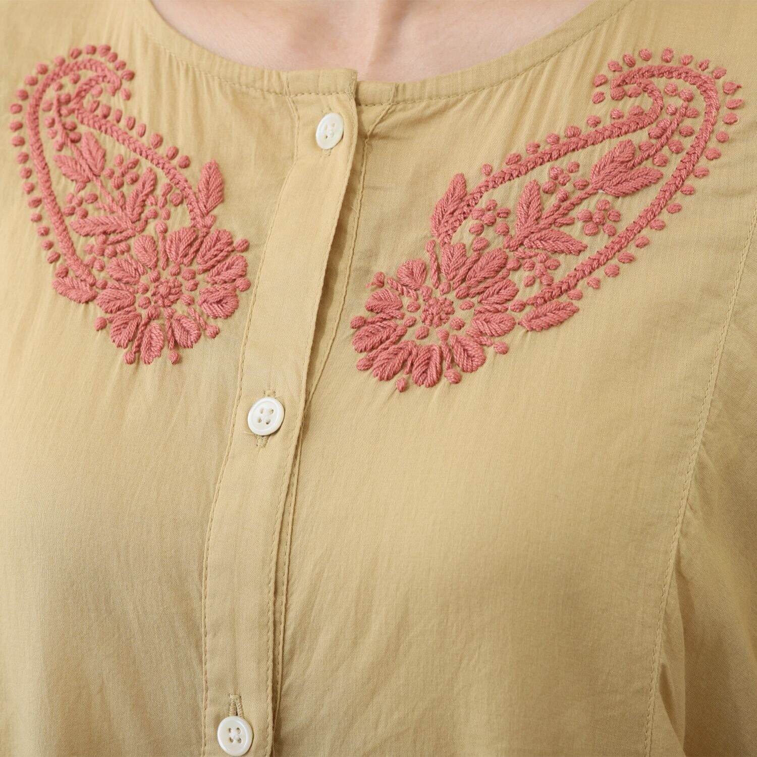 シルカシア インドの伝統工芸 チカン刺しゅう ロングワンピース