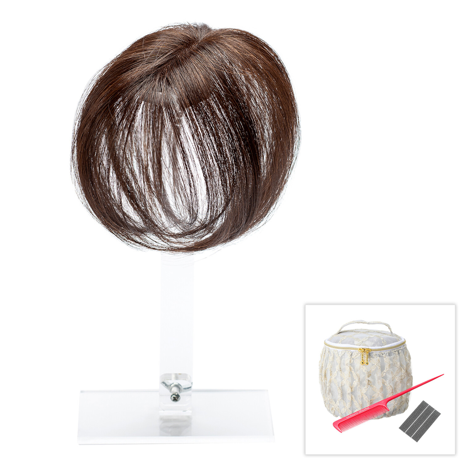 ぺスカ ビューティーサロン発 クリップ不要！白髪特化型 簡単キレイボリューム演出 ポイントウィッグ “チャチャ”＜ショート＞ コーム＆ポーチ付きセット