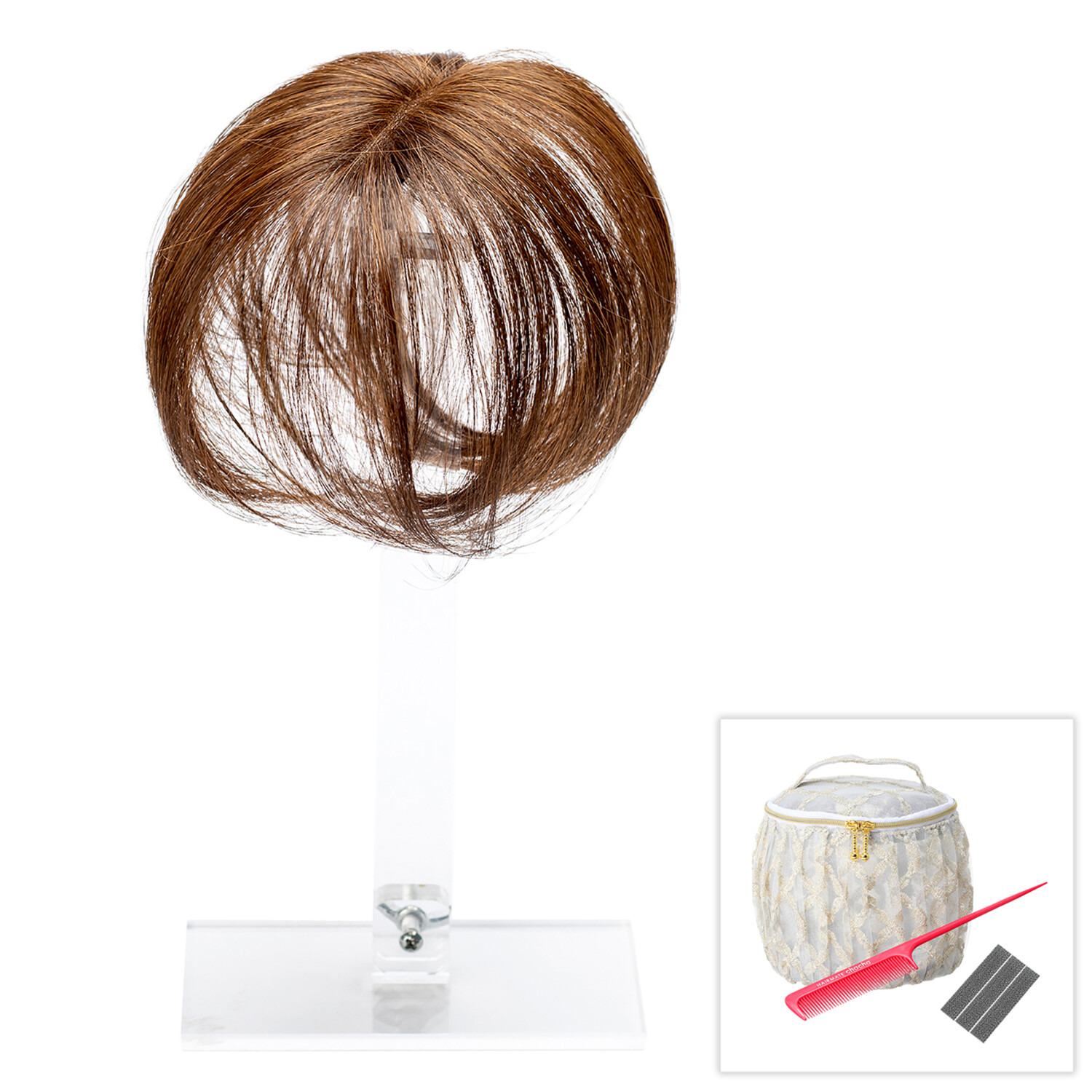 ぺスカ ビューティーサロン発 クリップ不要！白髪特化型 簡単キレイボリューム演出 ポイントウィッグ “チャチャ”＜ショート＞ コーム＆ポーチ付きセット