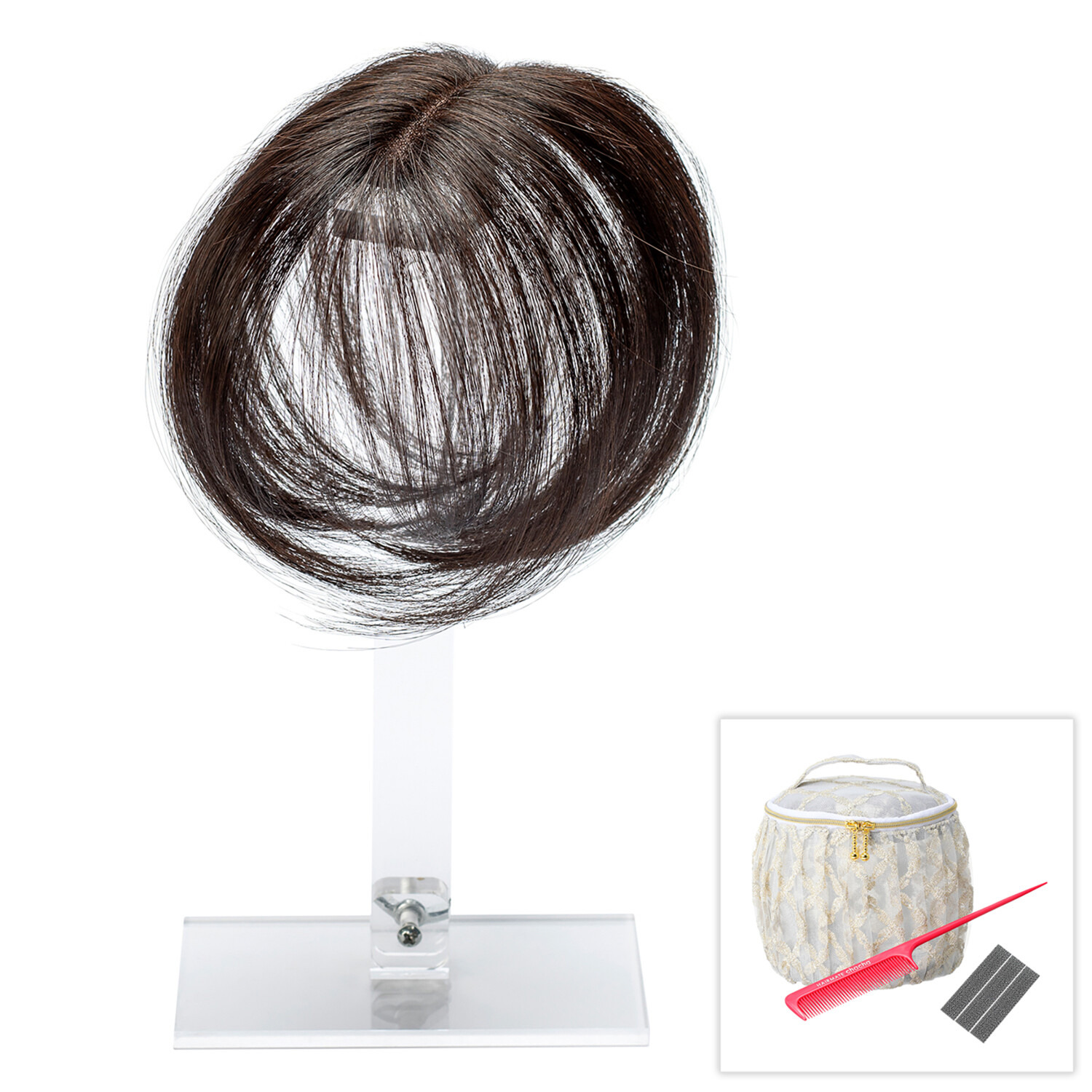 ぺスカ ビューティーサロン発 クリップ不要！白髪特化型 簡単キレイボリューム演出 ポイントウィッグ “チャチャ”＜ショート＞ コーム＆ポーチ付きセット