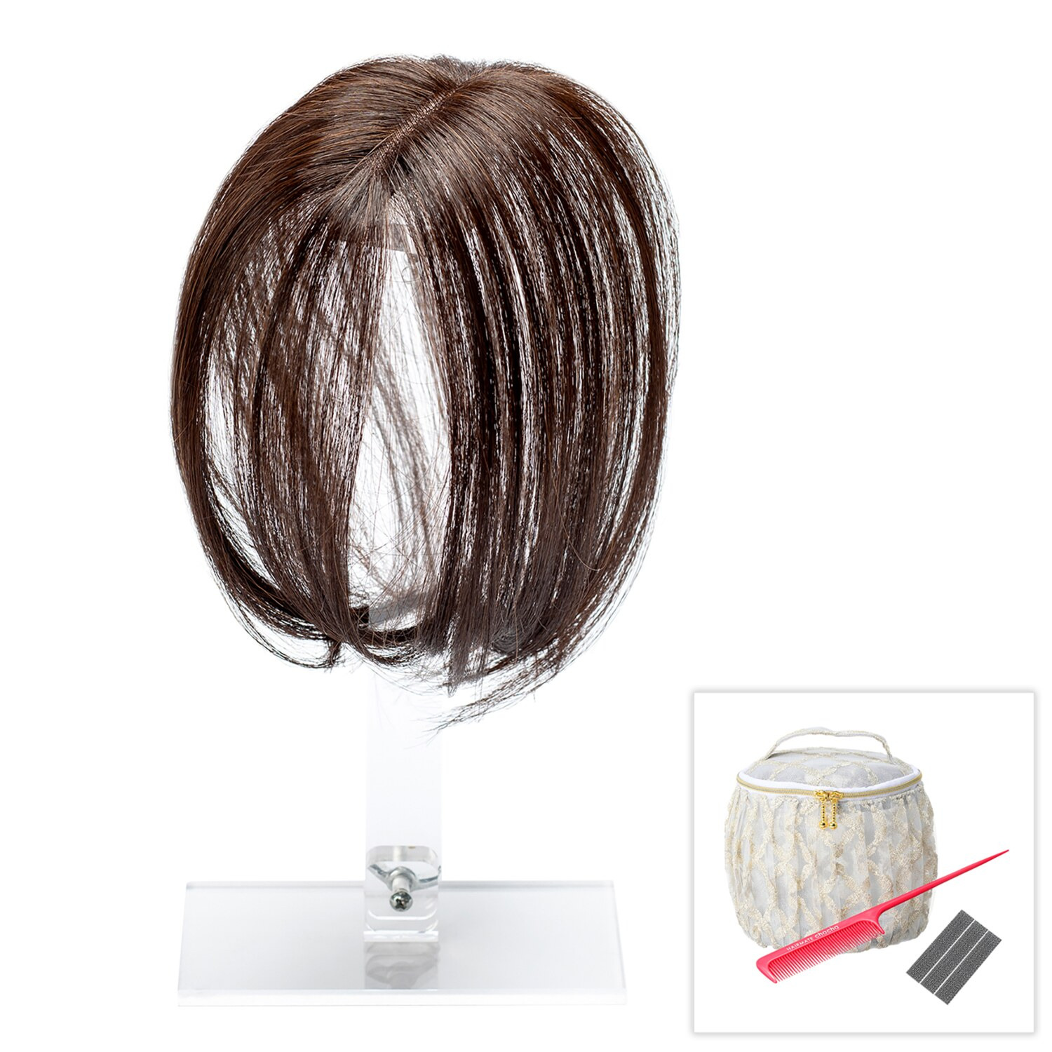 ぺスカ ビューティーサロン発 クリップ不要！白髪特化型 簡単キレイボリューム演出 ポイントウィッグ “チャチャ”＜ロング＞ コーム＆ポーチ付きセット