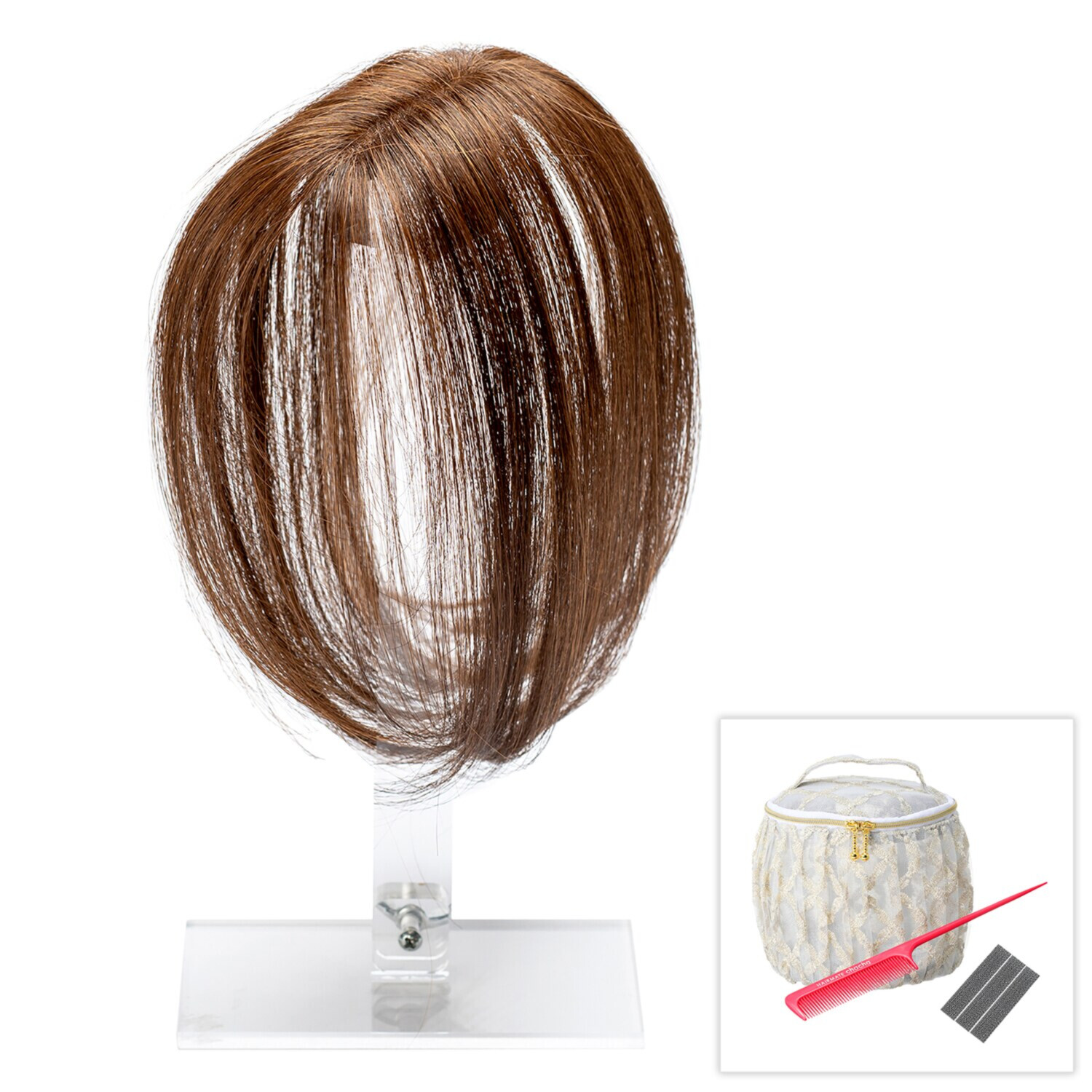 ぺスカ ビューティーサロン発 クリップ不要！白髪特化型 簡単キレイボリューム演出 ポイントウィッグ “チャチャ”＜ロング＞ コーム＆ポーチ付きセット