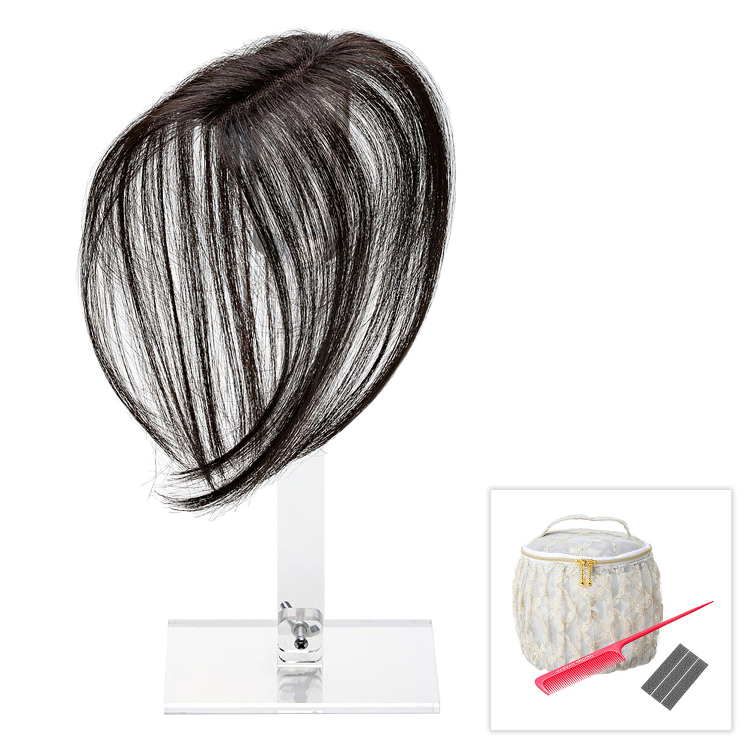 ぺスカ ビューティーサロン発 クリップ不要！白髪特化型 簡単キレイボリューム演出 ポイントウィッグ “チャチャ”＜ロング＞ コーム＆ポーチ付きセット