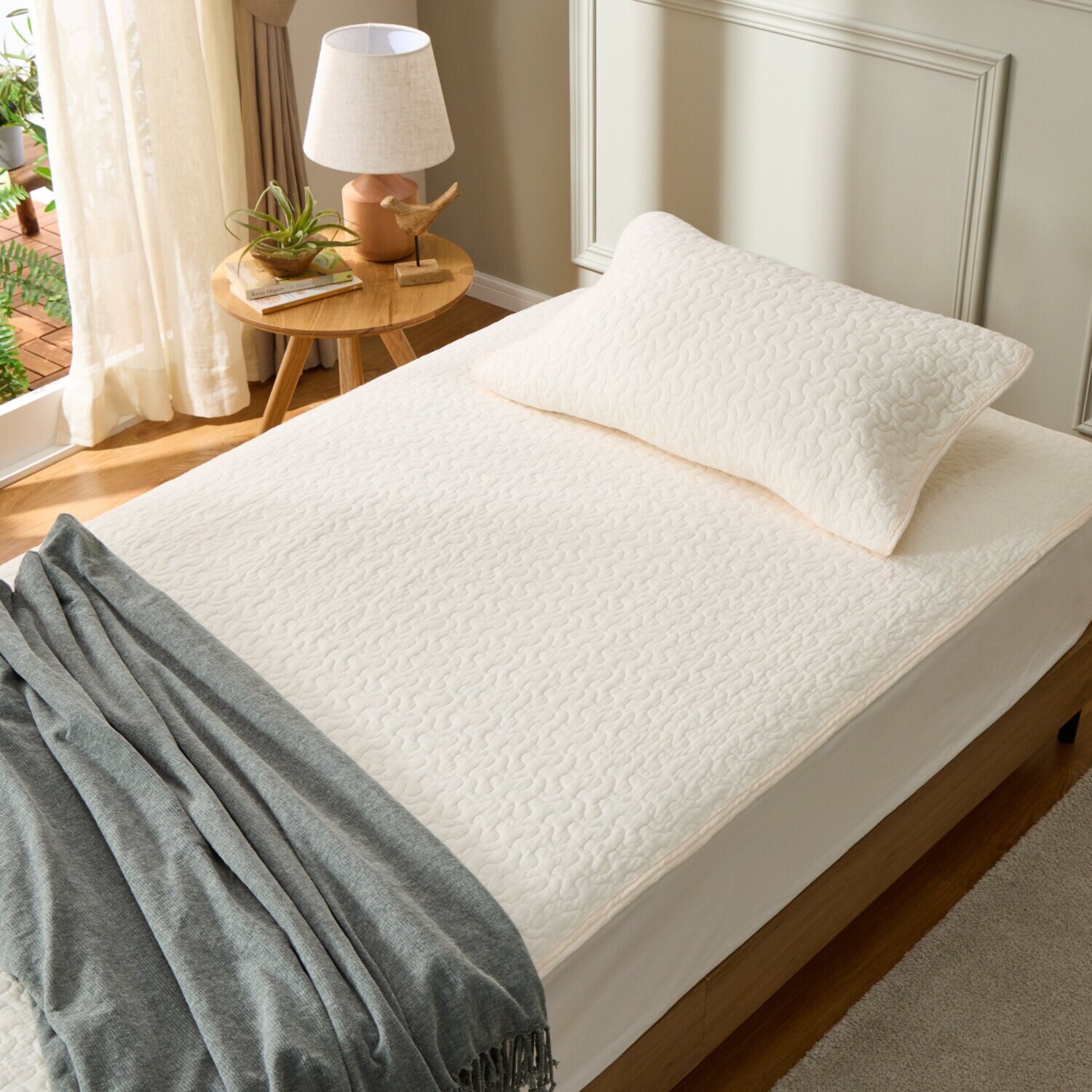 ｎｉｓｈｉｋａｗａ　西川 オールコットン 抗菌　リバーシブル やわらか水洗い敷きパッド ＜ダブル＞