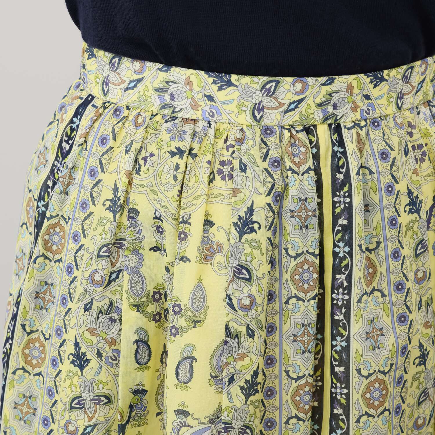 シルクロードクラブ カトマンドゥ柄 右脇ポケット付 ４枚接ぎギャザースカート