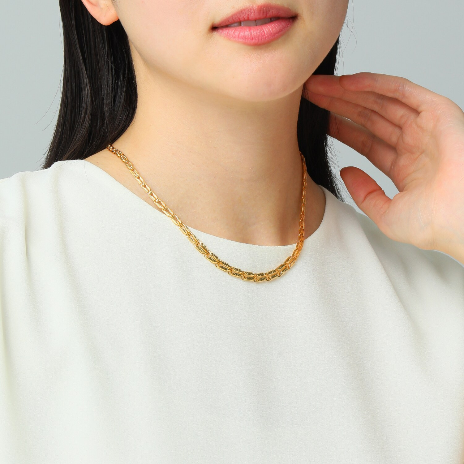 ラ・ピュア　バイ チェーンクリエイト ８．４ｇＵＰ 純金製 リバーシブル グラデーションネックレス